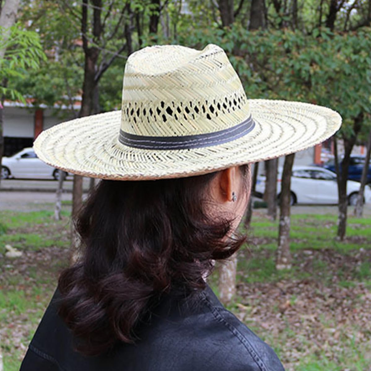 OSALADI 3 Pezzi Cappello di Paglia Estivo Tesa Larga per Uomo e Donna, Portatile e Traspirante, Protezione Solare Completa, per Ciclismo e Campeggio in Estate