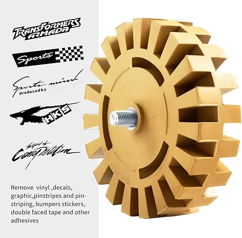 Miniatura 26 de CowboyBOB Paquete de 2 unidades de goma para quitar calcomanías, rueda de goma para taladro, elimina rayas de automóvil, cintas de vinilo