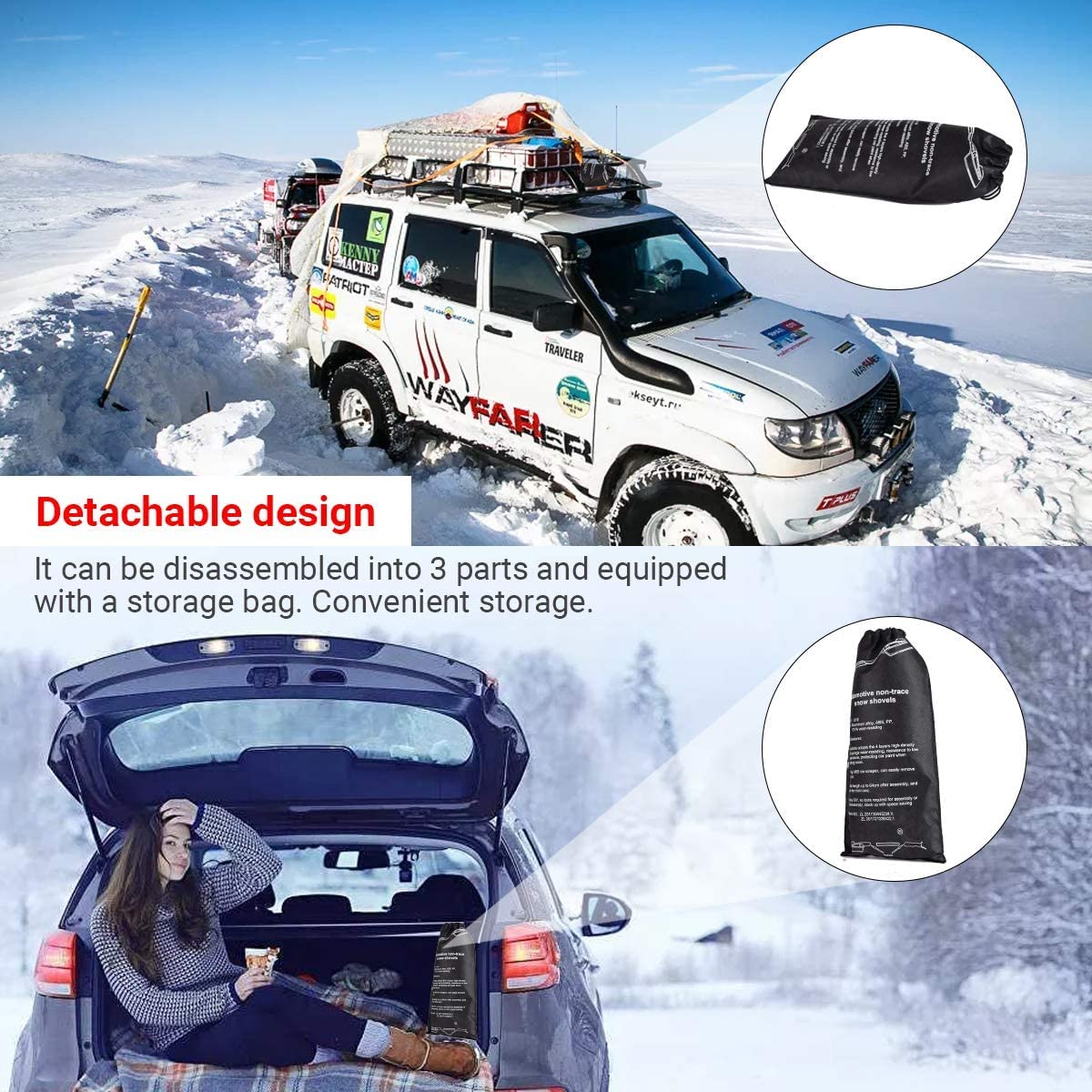 XMING Luoistu Car Scraper Scraper Snow Cepillo de Nieve 2 en 1 Coche Extensible Limpiador de Parabrisas Removedor de Nieve con Scaregee y Sponge