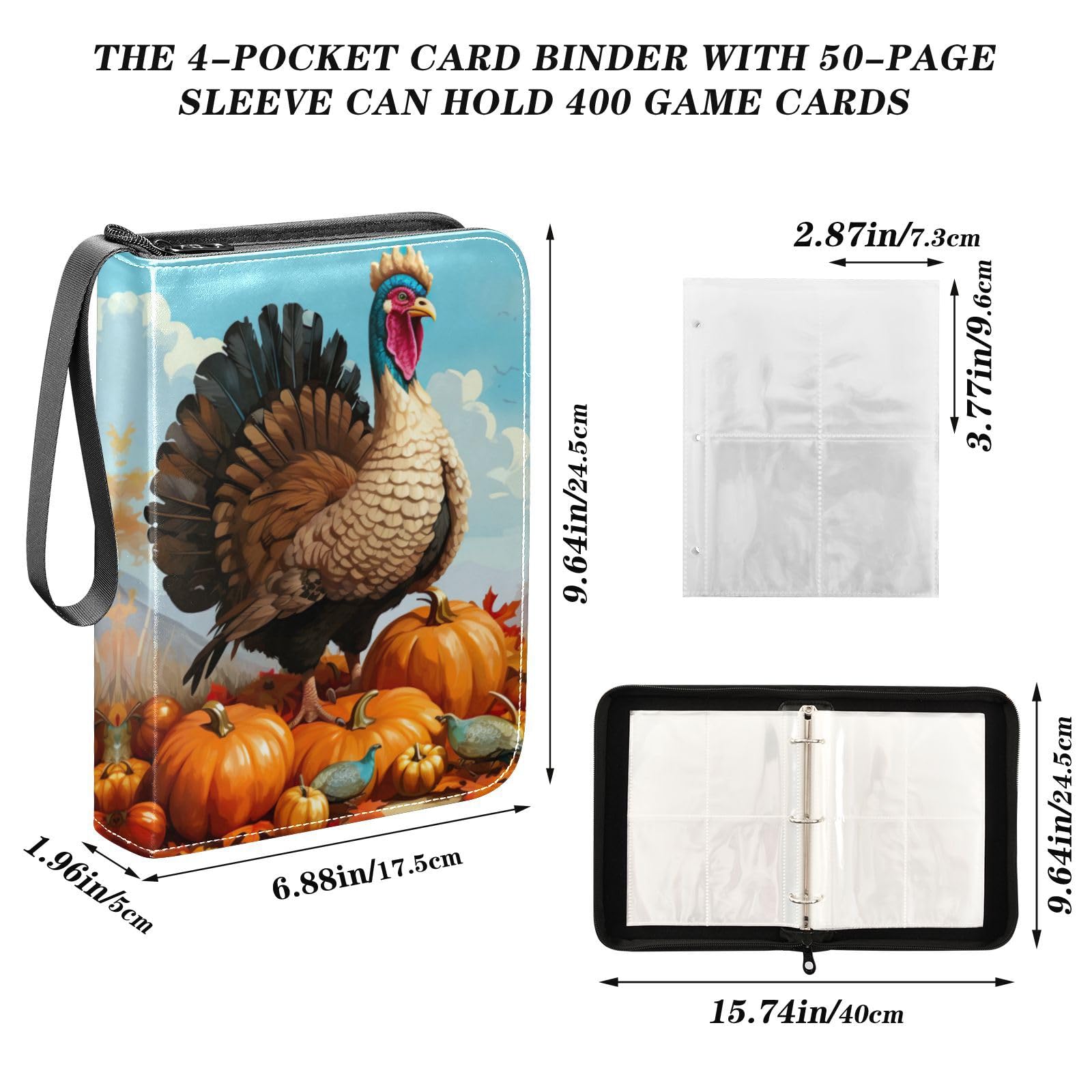 Amazon.com: Thanksgiving Day Turkey Waterproof Trading Card  Binder,400-Pocket Trading Album Display Holder,Display Case with Card  Sleeves Card Holder Protectors Set for Soccer Card,Gaming Cards,Yugioh,MTG  and Other TCG : Toys & Games