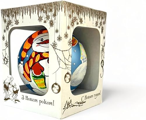 Miniatura 10 de Adornos de Navidad de vidrio pintados a mano de 3.94 pulgadas, bola colgante, adornos para árbol de Navidad, mini adornos para decoración de