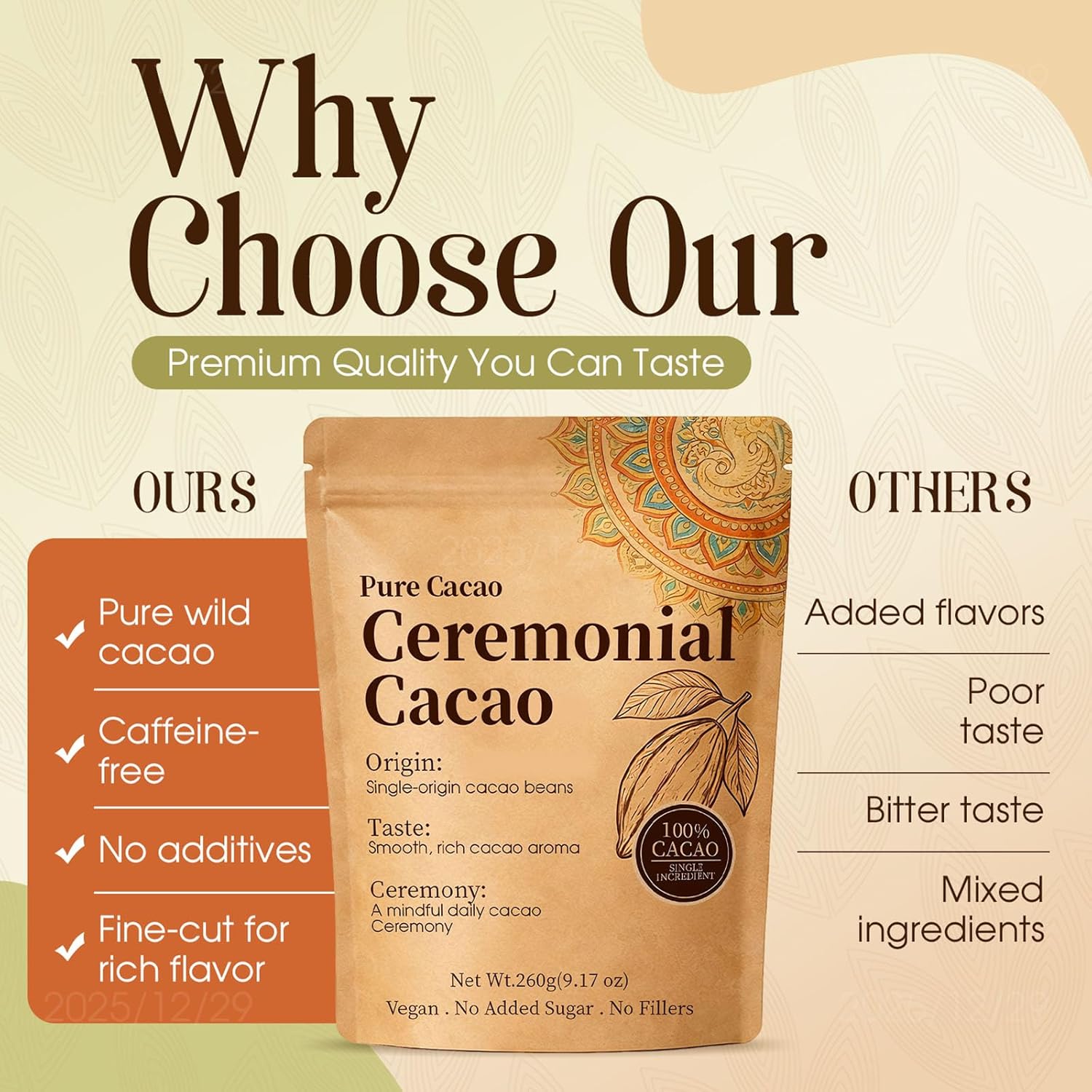 Ceremonial Cacao, Organic Cacao Powder, High Flavanol Cocoa Powder with Natural Theobromine, Magnesium - Daily Circulation & Heart Health Support, Improve Mood, Energy(1)