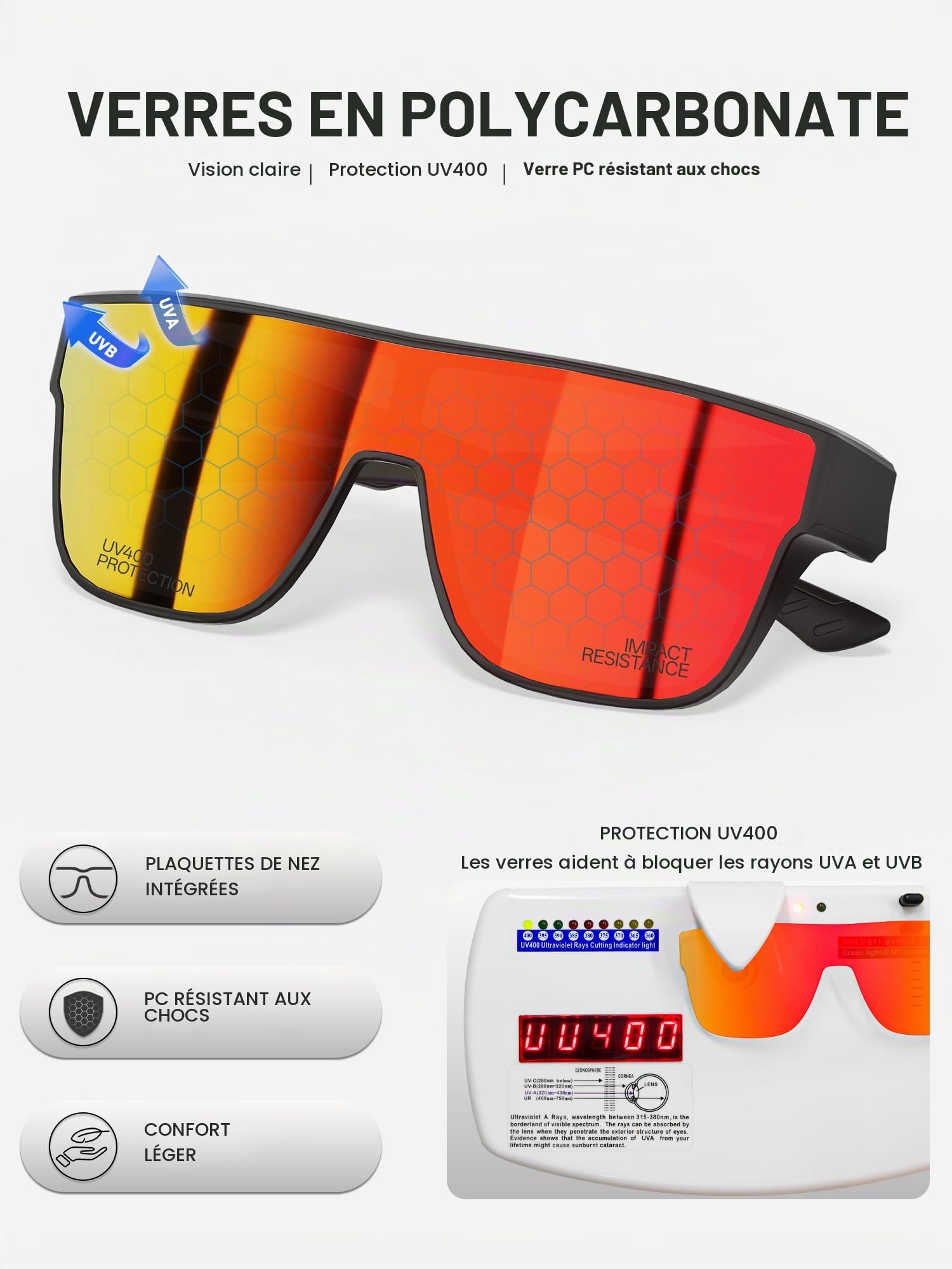 KAPVOE K216 Surlunettes de Soleil Photochromique ou à Verres Colorés | Lunettes de Soleil Superposable Protection UV400 TR90 Cadre pour Cyclisme Conduite Sport et Loisirs