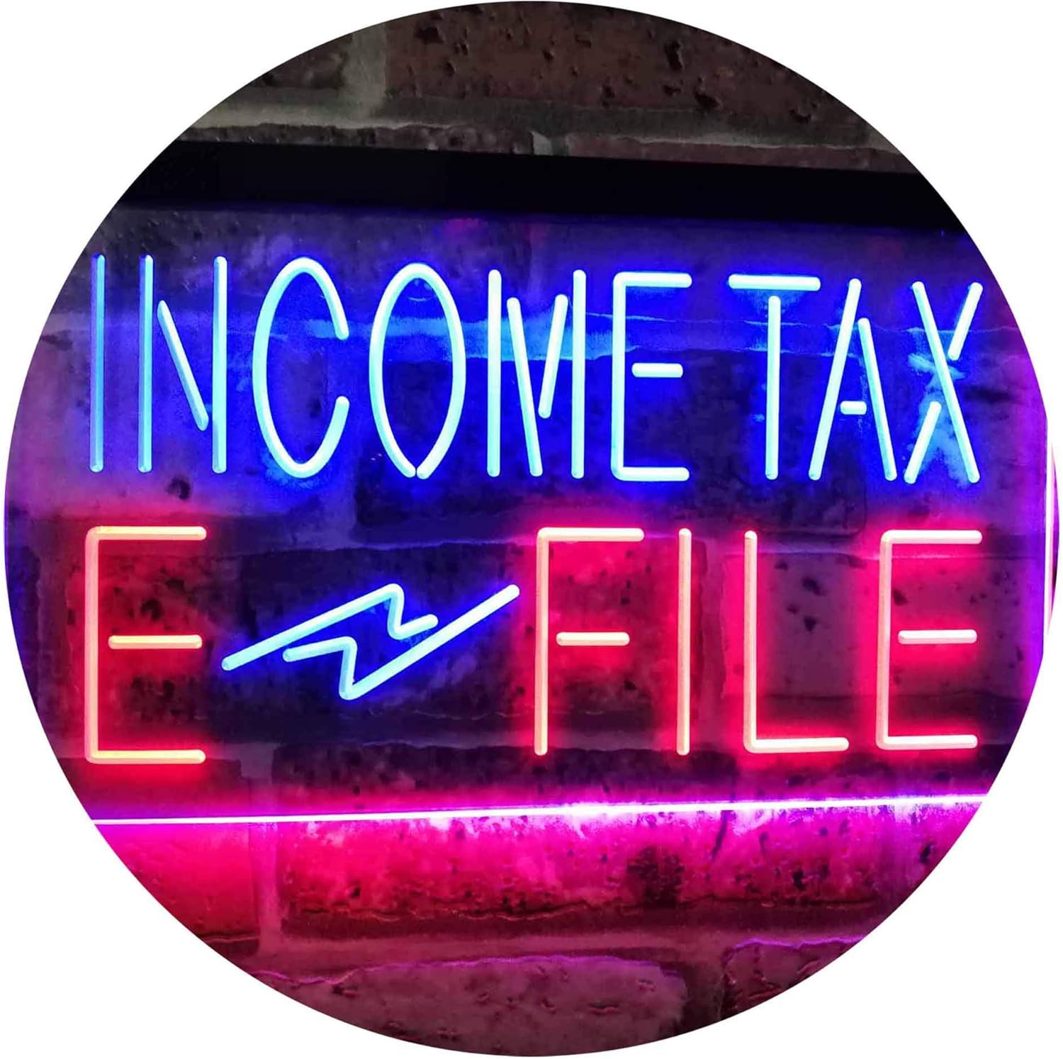 ADVPRO Income Tax E-File Indoor Display Dual Color LED Neon Sign Red & Blue 16" x 12" st6s43-j2694-rb