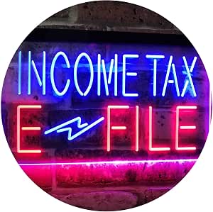 ADVPRO LED Neon-Schild „Income Tax E-File“ – 60x40 Cm, Rot & Gelb, 3 Watt, Für Innen