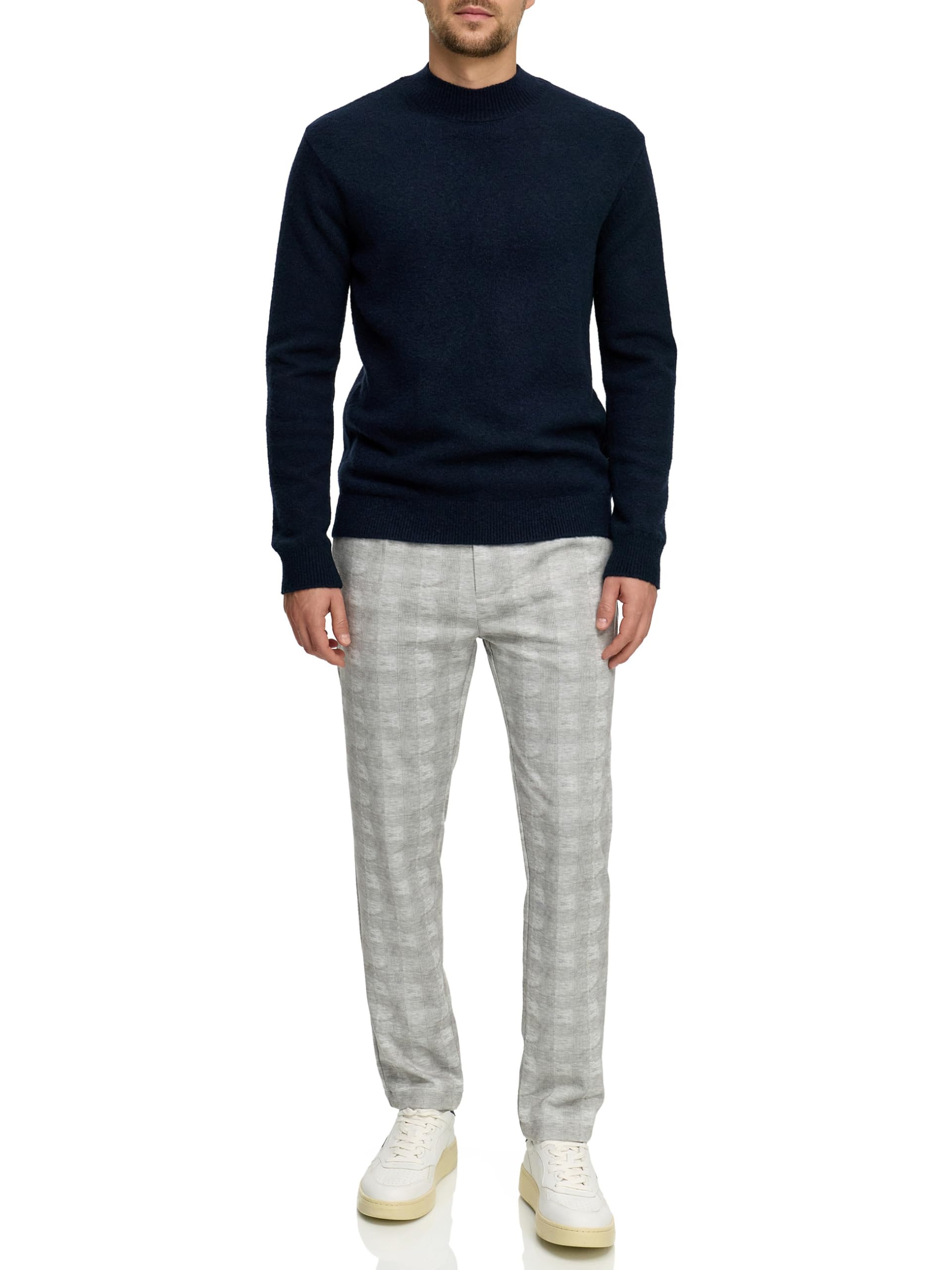 JEFF JFCollin Pull en tricot fin à col roulé avec poignets côtelés | Pull à col montant pour homme