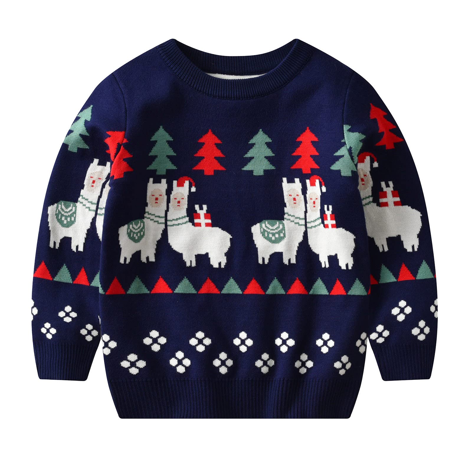 RNTOP Toddler Infant Baby Boy Girl Christmas Pullover Sweater Knit Cartoon Print Long Sleeve (Dark Blue, 12-18 Months) j1195r