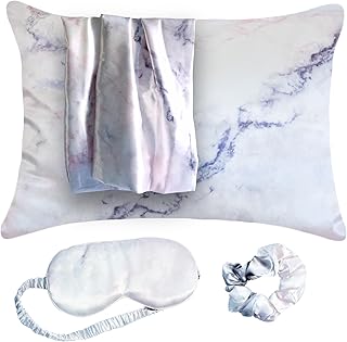 Satin Pillowcase Gift Set for Women – Grey Ivory, Silky Soft, Reduces Fr...