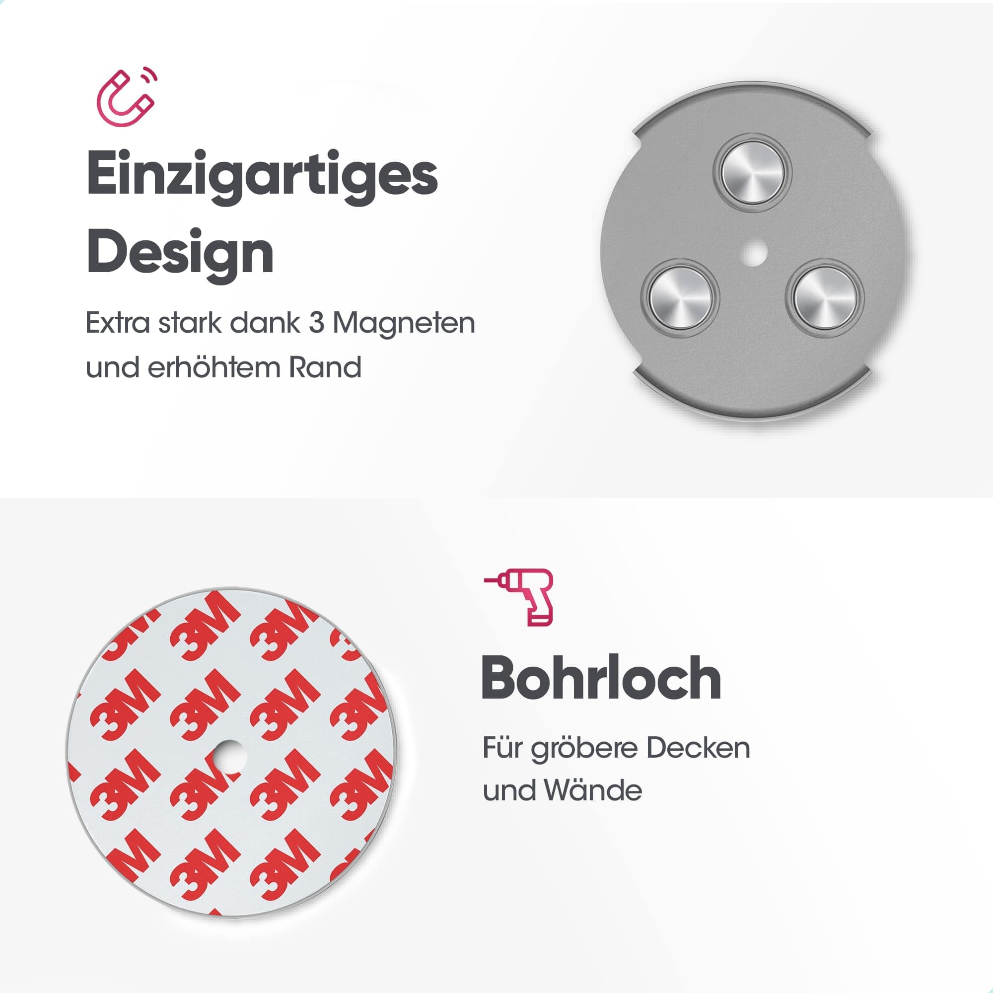 SAVS RMAX-45 Magnethalterung Rauchmelder Magnethalter 45mm - 10 Stück Set - Magnetbefestigung für Feuermelder - Brandmelder Magnetplatten Halterung - Magnet Befestigung Selbstklebend mit Klebepads | 10 selbstklebende Magnethalterungen mit 45 mm Durchmesse