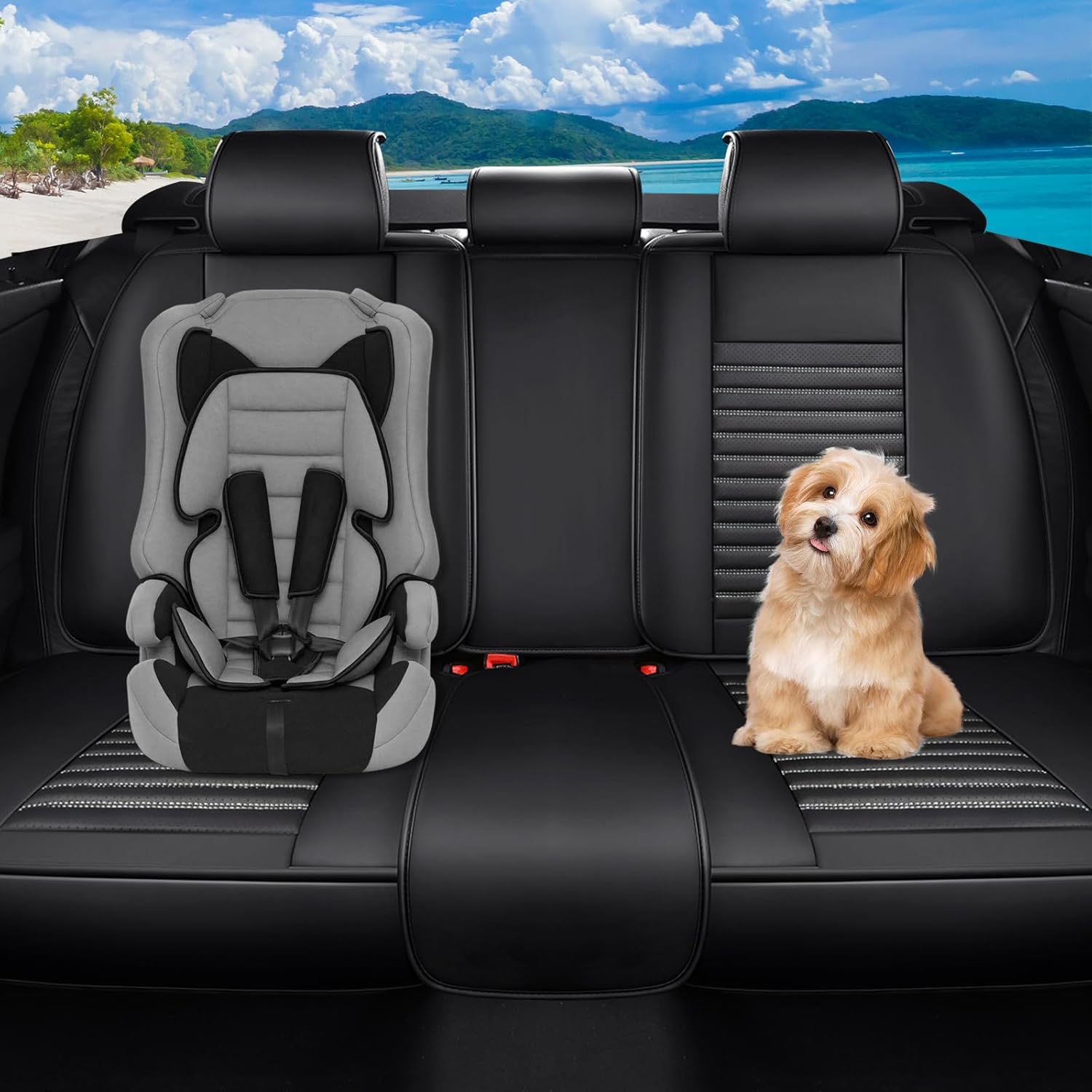 Car Seat Covers Full Set Fit for Hyundai Venue 2019-2026, Premium Faux Leather Car Seat Protector, Breathable, Anti-Slip, Comfortable & Durable (Black&White,Full Set)