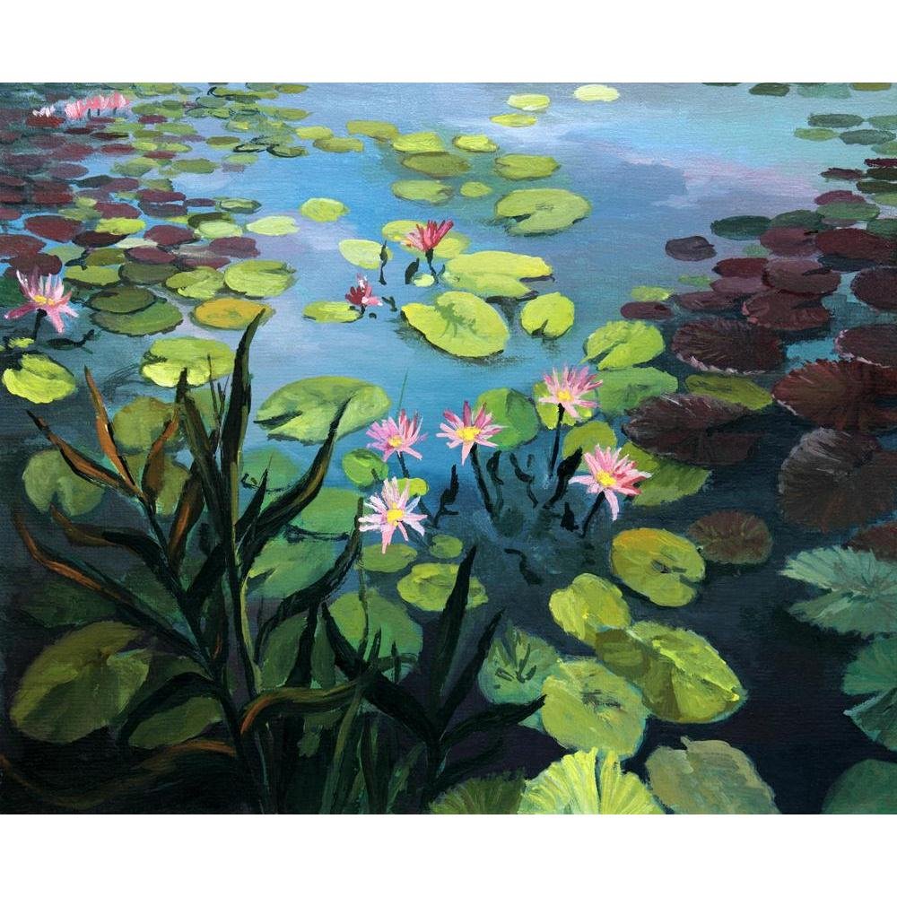 Pitaara Box Colorful Pond with Beautiful Lotus | Peel & Stick Vinyl Wall Sticker for Bedroom & Living Room | 38 x 31 inch (97 x 79 cms) (B072K2RX1V) Amazon Price History, Amazon Price Tracker