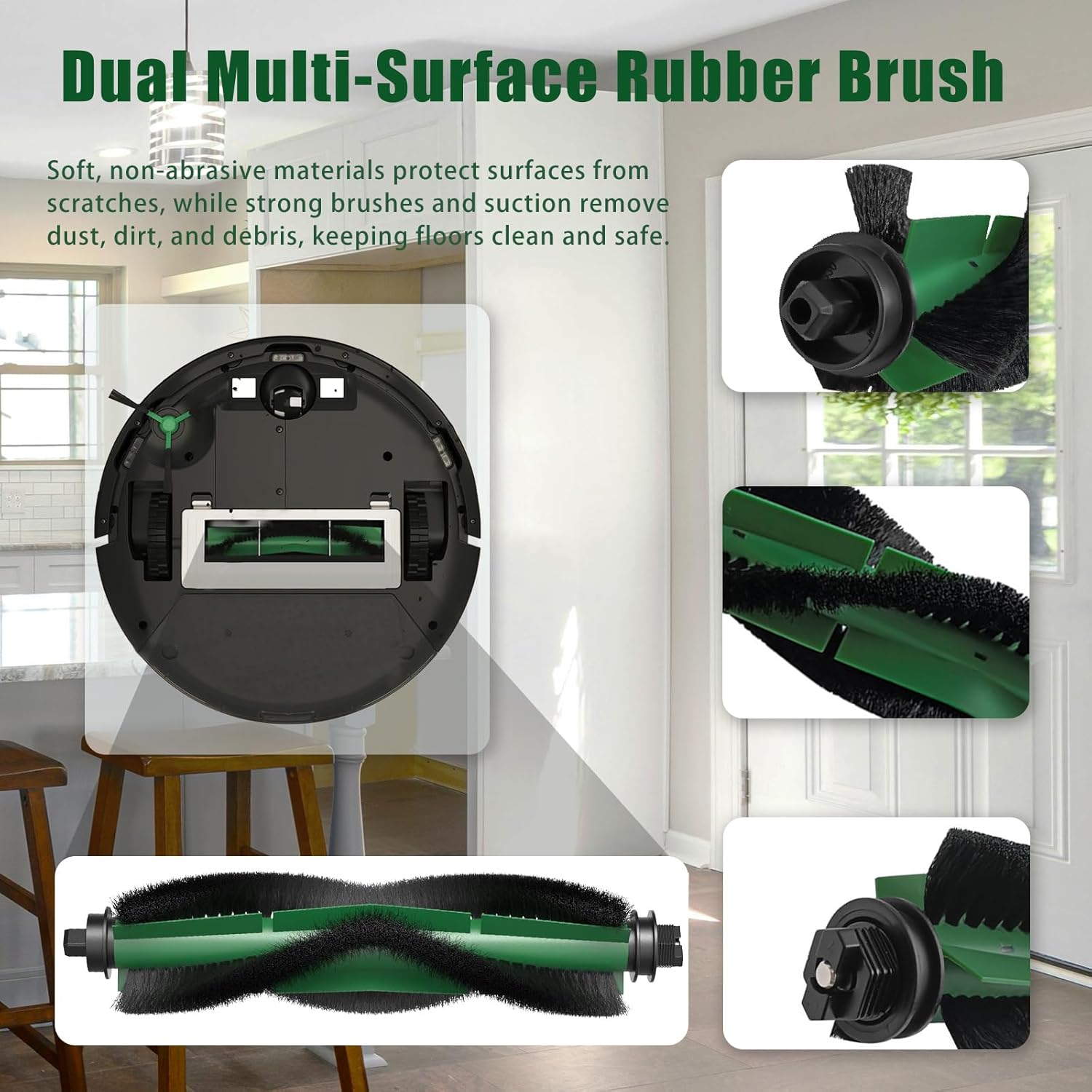 16Pack Replacement Parts for iRobot Roomba Essential Q0120 Y0140 Q0520 Q011 Y0110 Robot Vacuum Cleaner, Accessories Kit:1 Roller Brush,4 HEPA Filters, 4 Mopping Pads,6 Side Brushes,1 Cleaning Brush