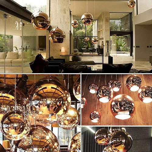 Miniatura 8 de Lámparas colgantes creativas, lámpara colgante de bola redonda de cristal, lámpara de techo de loft, pasillo de loft, isla de cocina, almacén, bar,