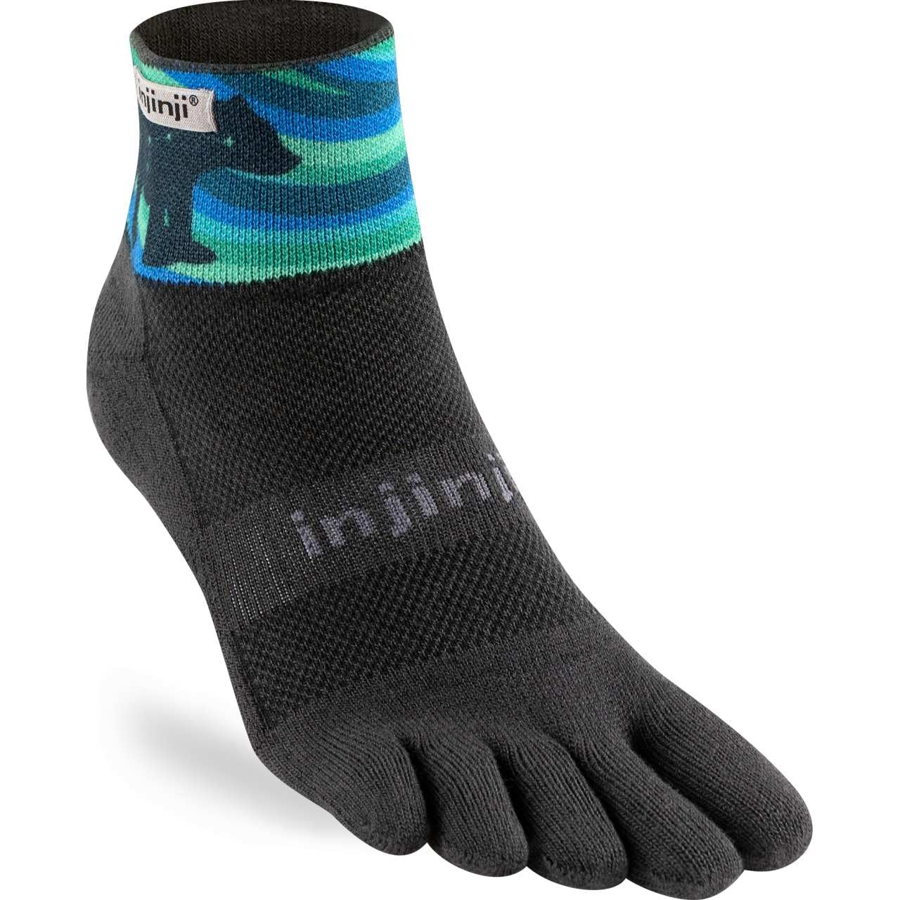 Injinji Unisex Multicoloured Trail Midweight Mini Crew Artist Designing Aurora M, L