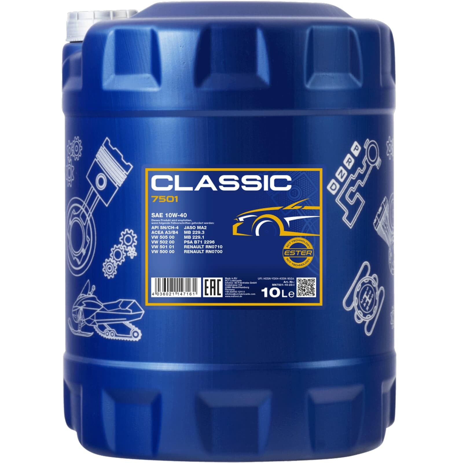 Mannol 2x MN7501-10 Motoröl (10 L) | 10L MN7501-10 Mannol Motoröl Classic, Mannol Classic 10W-40