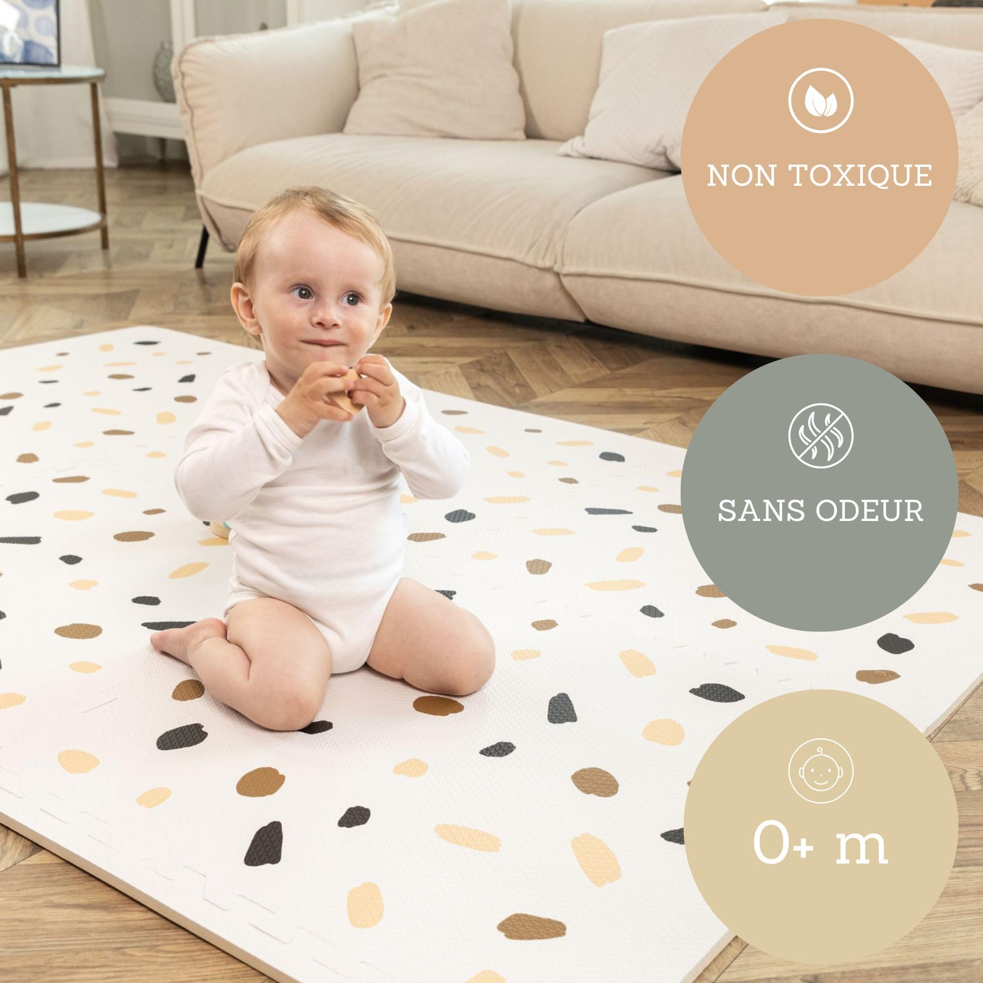 Hakuna Matte Grand Tapis Puzzle Enfant 1,8 × 1,2 m – 6 Dalles XXL 60 × 60 cm Motif Confettis – Tapis de Jeu 20% Plus Épais et Doux – Non Toxique, Inodore, Emballage Recyclable