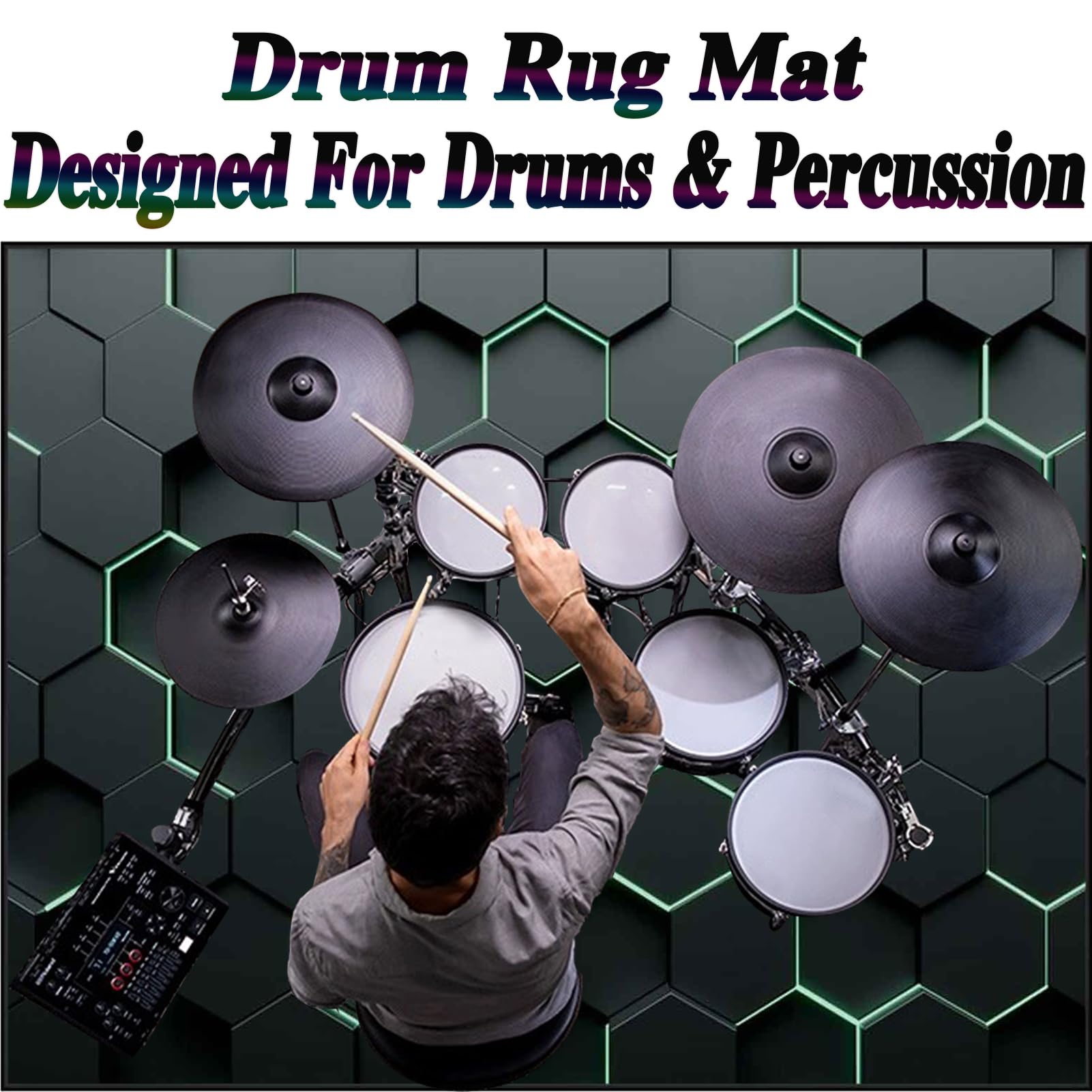 160 x 140 cm Schlagzeugteppich Schalldicht Drum Teppich rutschfest Trommelteppich Musikinstrumente Bodenmatte Professionelle Schlagzeug Teppich Elektronisches Jazz Schlagzeug Kit für Bass Snare Drum