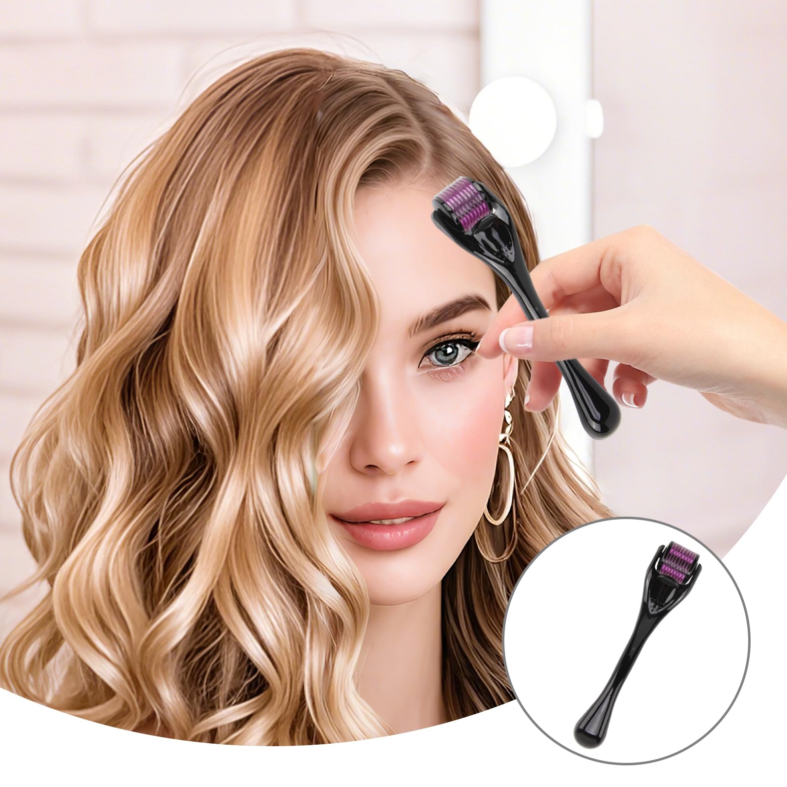 Rodillo Derma Roller con 540 agujas de titanio (1 mm) para microneedling facial, barba y cabello, promueve el crecimiento de la barba, el crecimiento del cabello y reduce las cicatrices para una piel