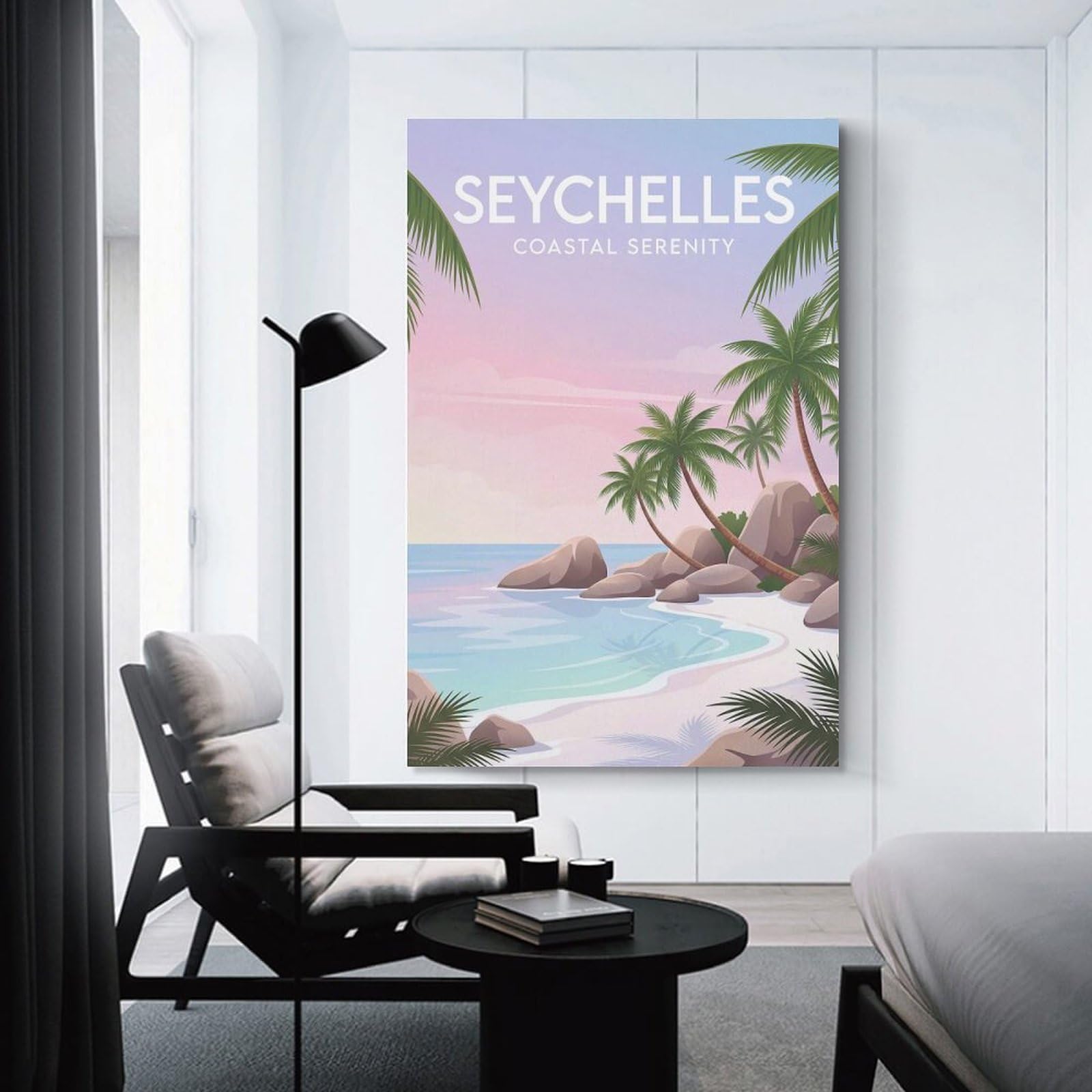 Junmoney Room Decor Wall Art Seychelles Coastal Serenity, 20x30inch(50x75cm), for Workspace Walls, Study Corners Or Bedrooms, A Smart Decor Choice for Study Walls
