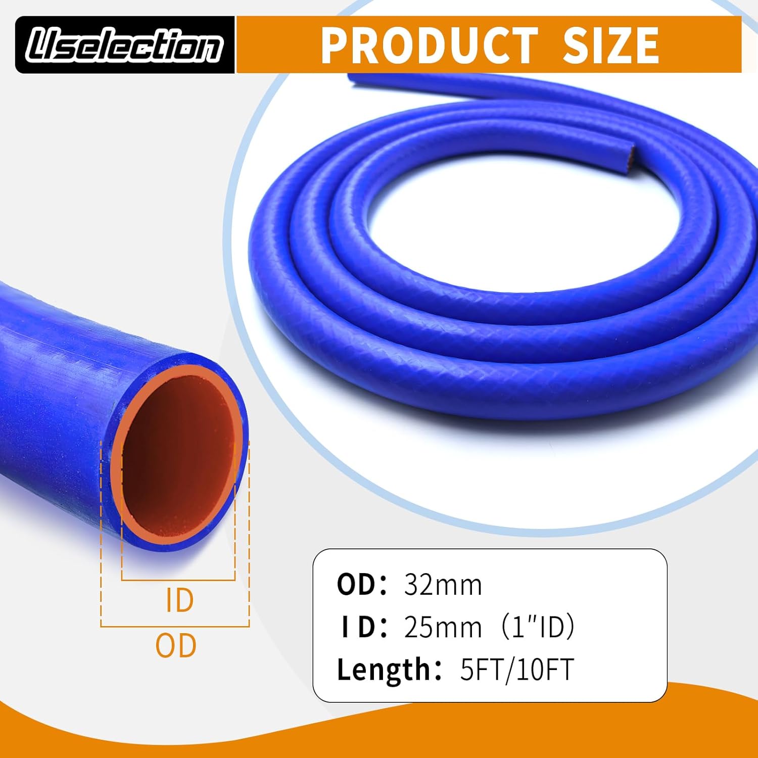 1" ID-10Ft(ID 25mm) Silicone Heater Hose Blue and Red Coolant Radiator Vacuum Line, Reinforced High Temperature Reinforced (1" ID-10Ft(ID 25mm))