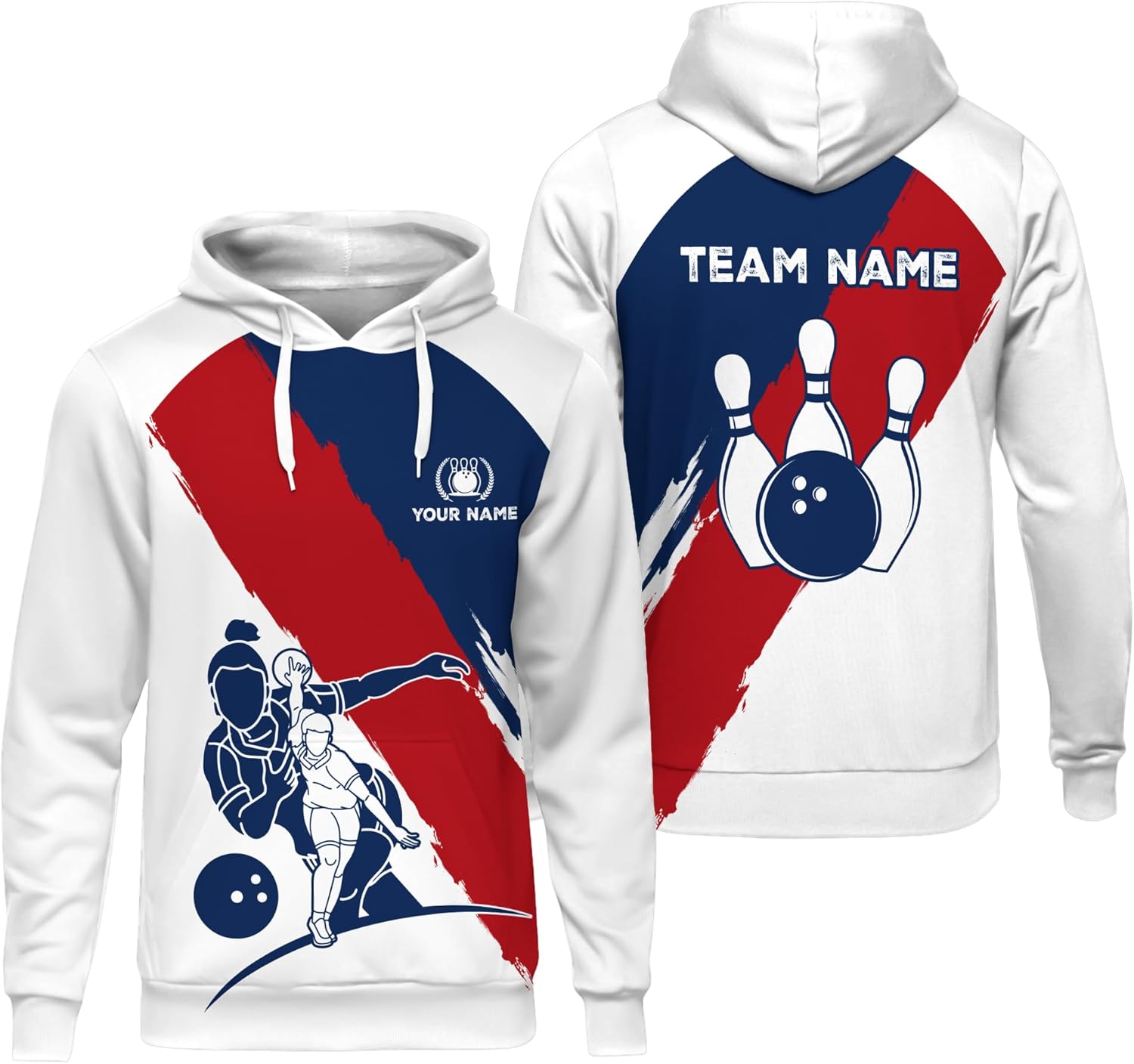 Unisex Bowling Pullover Hoodie Customized USA Spare Bowling Long Sleeve Shirt For Bowling Team Printing Bowling Clothing