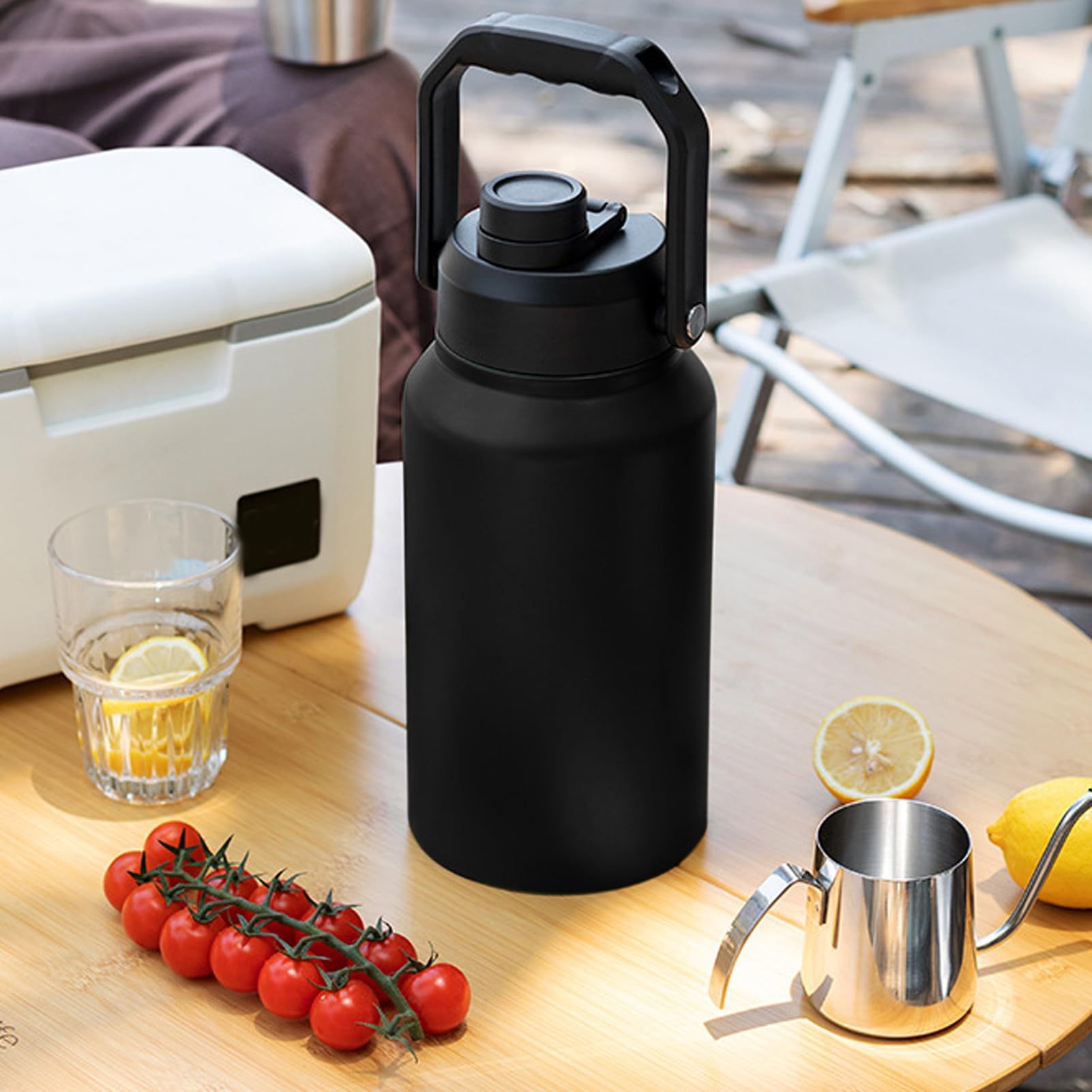 Bouteille D'eau Isotherme 3L avec Technologie Triple Isolation, Garde au Chaud 24h et au Froid 48h, en Acier Inoxydable 316, pour les Voyages, le Sport et la Salle de Sport (BLACK)