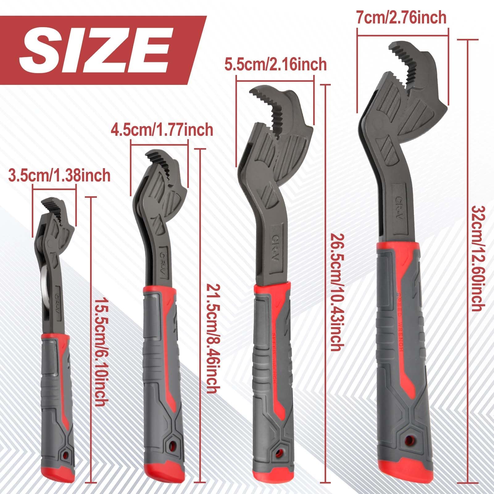 Clé auto-ajustable de 30,5 cm - 19-43 mm - Clé à tuyau réglable multifonction - Micro 5 pour réparation de voiture, vélo, plomberie