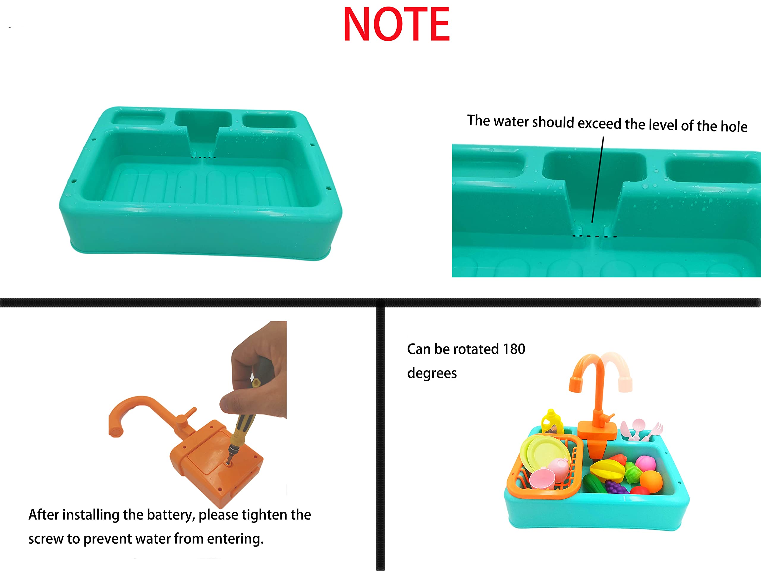 NIWWIN Pretend Play Kids Zestaw zabawek kuchennych z bieżącą wodą, prezent edukacyjny dla chłopców i dziewcząt, symulacja zmywarki, kran roboczy i odpływ, prezenty (zielony)