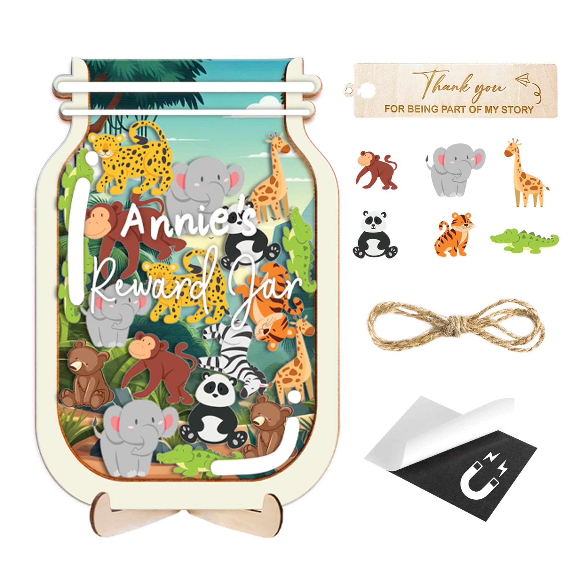Jungle Reward Jar Cute Personalized Name Reward Chart for Kids Classrooms Good Behavior Back to School Students Colorful Jungle Tokens Custom Teacher Toddler Boys Girls