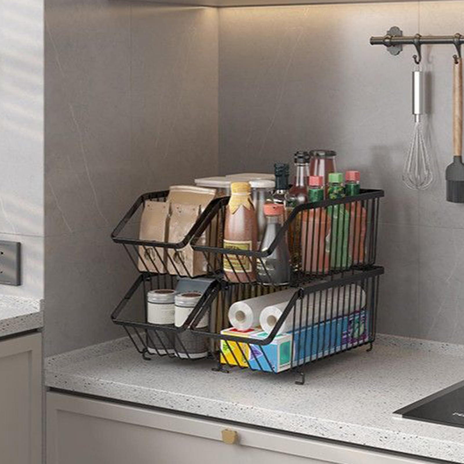 Soporte para latas: dispensador de almacenamiento de latas, cocina, organizador apilable, soporte de alimentos enlatados, estante de almacenamiento que ahorra espacio para nevera, cocina, artículos