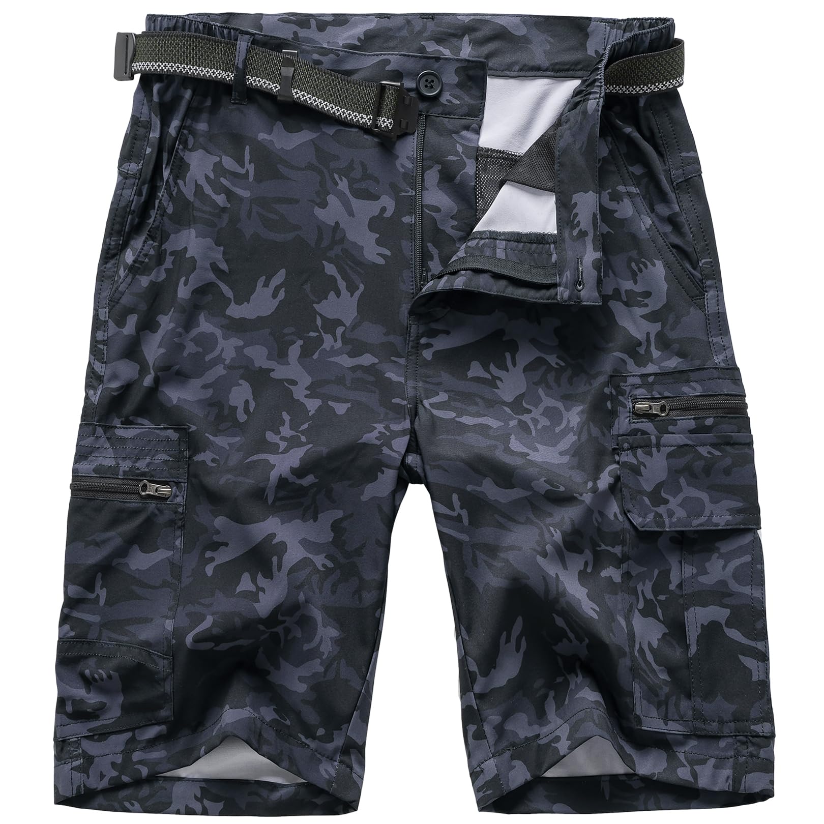 Jessie Kidden Mens Outdoor Casual Expandable Waist Lightweight Water Resistant Quick Dry Fishing Hiking Shorts