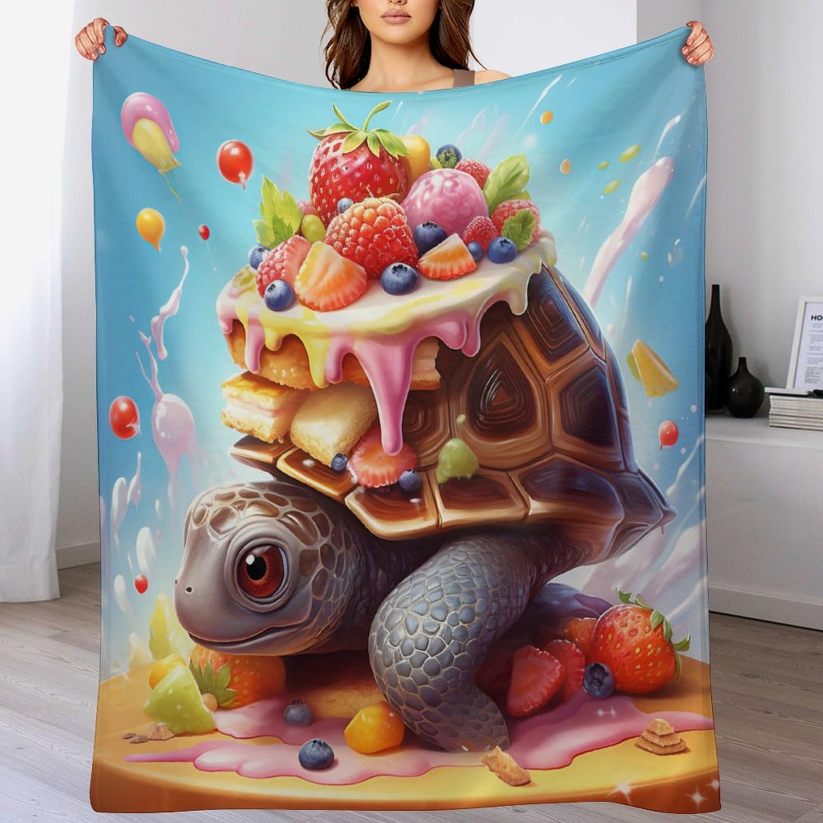 Couverture tortue impression 3D haut de gamme en flannel de lit et couvre-lit polaire 180x200