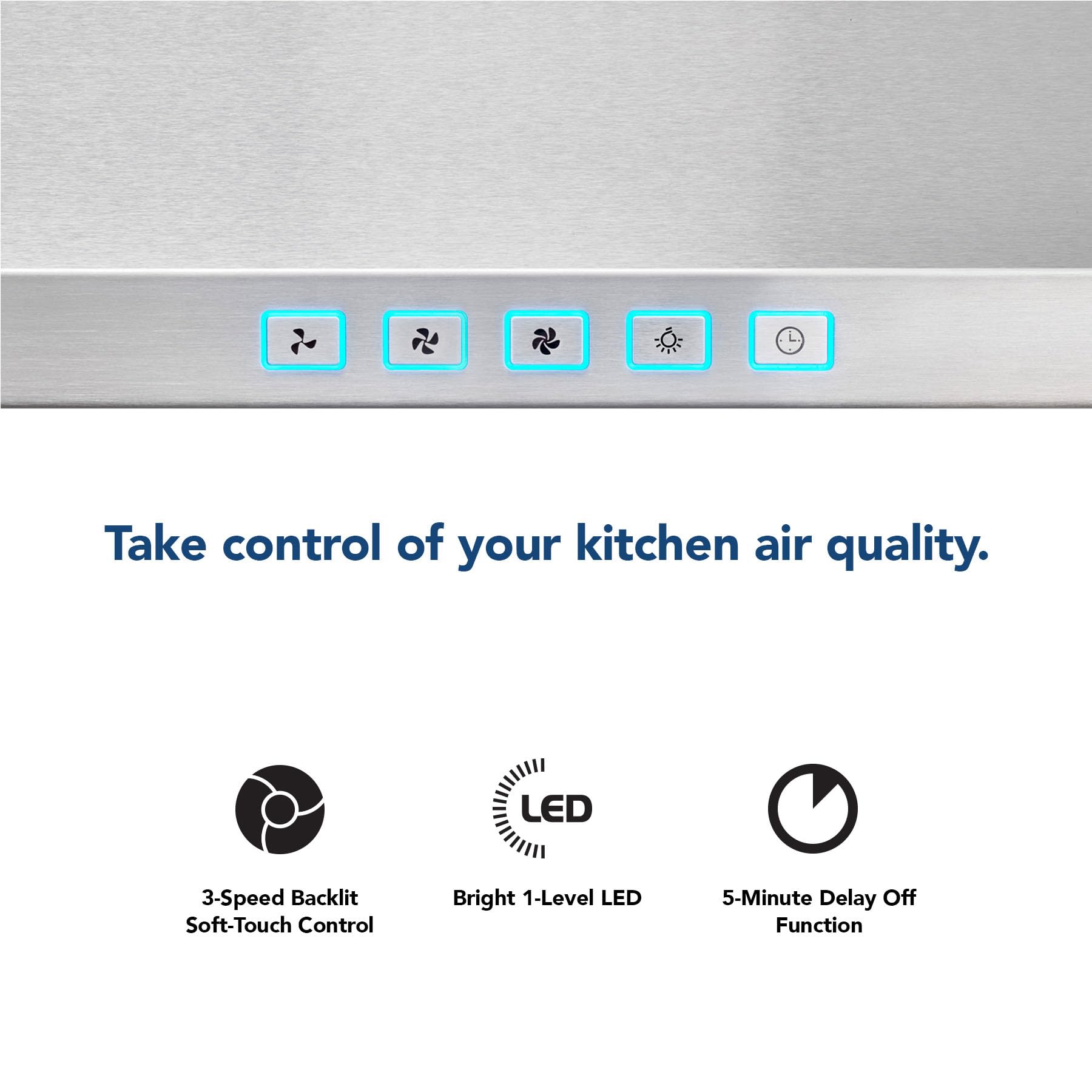 Campana extractora piramidal de 24 pulgadas con iluminación LED, campana convertible de pared para cocina, 450 CFM máximo, acero inoxidable 6