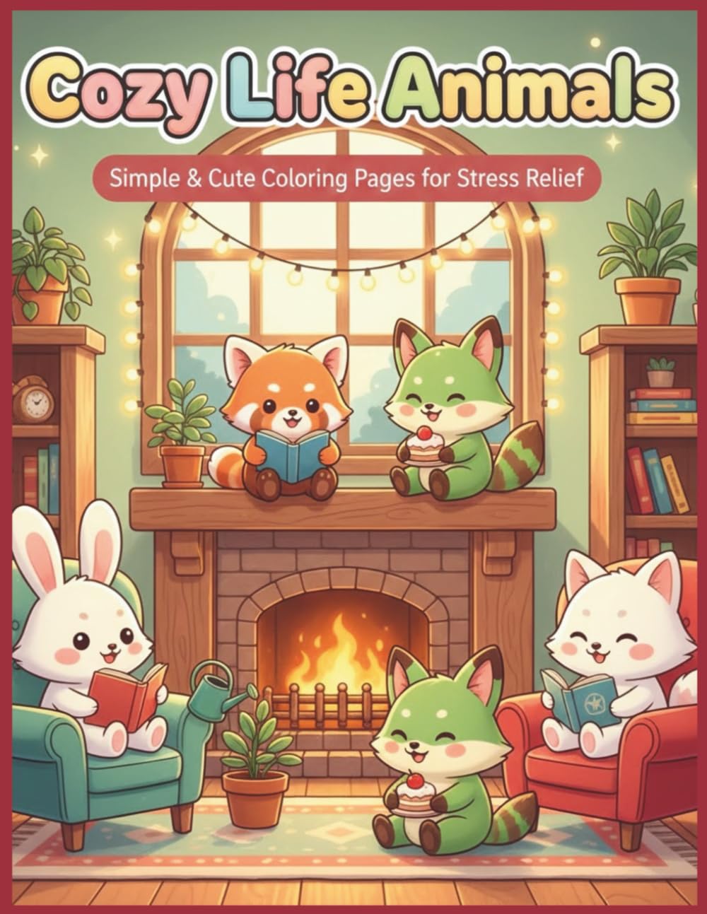 Cozy Life Animals: Simple & Cute Coloring Pages for Stress Relief: Adorable Animal Characters & Easy Designs for Stress Relief and Relaxation
