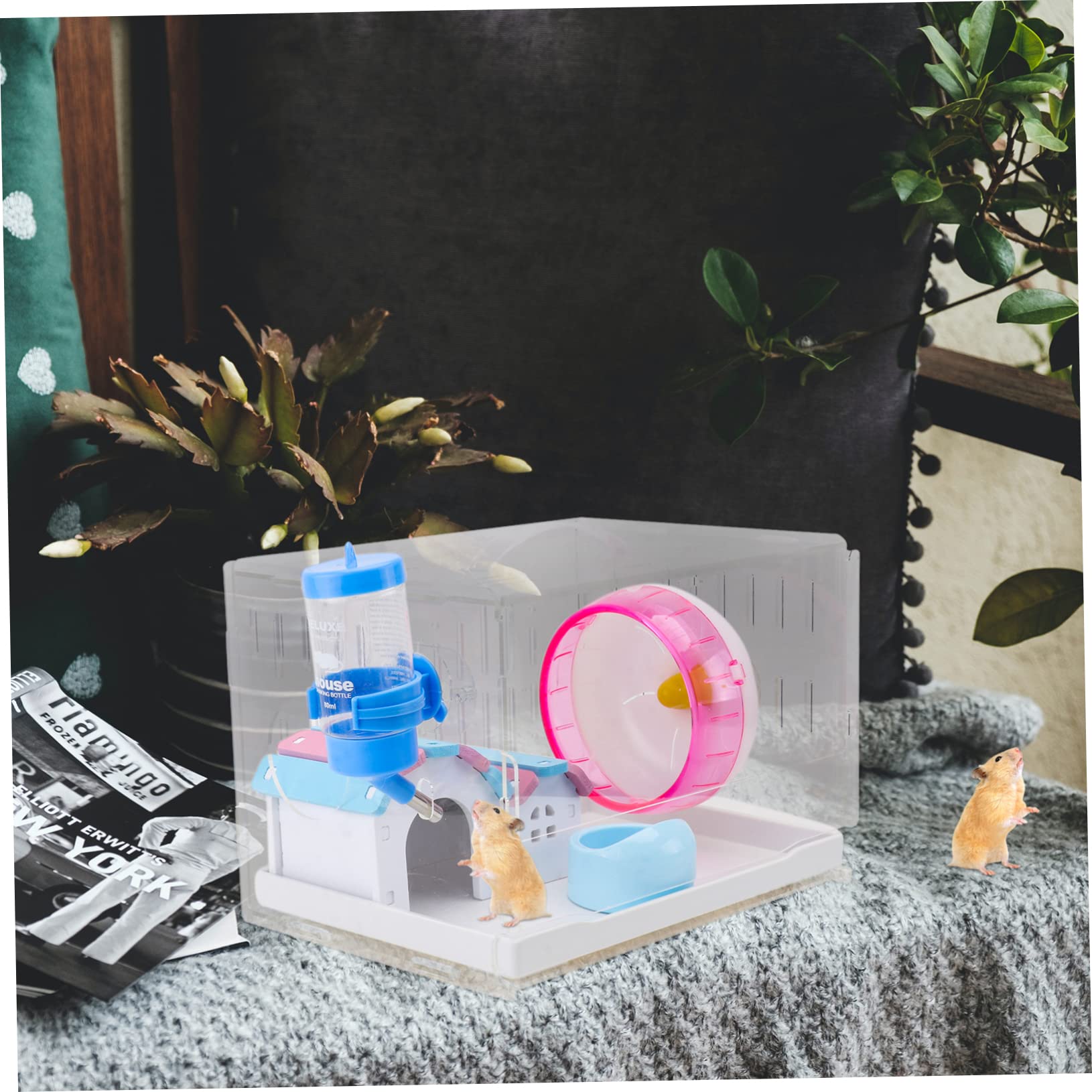 BESPORTBLE Cage à Hamster en Acrylique, 1 Set, Tiroir Amovible, Légère et Décorative, Maison pour Hamster Domestique, Facile à Déplacer Couleur Aléatoire