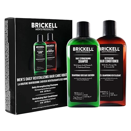 Brickell - Rutina revitalizante diaria para el cuidado del cabello, set de champú y acondicionador para hombres, champú de aceite de menta y árbol