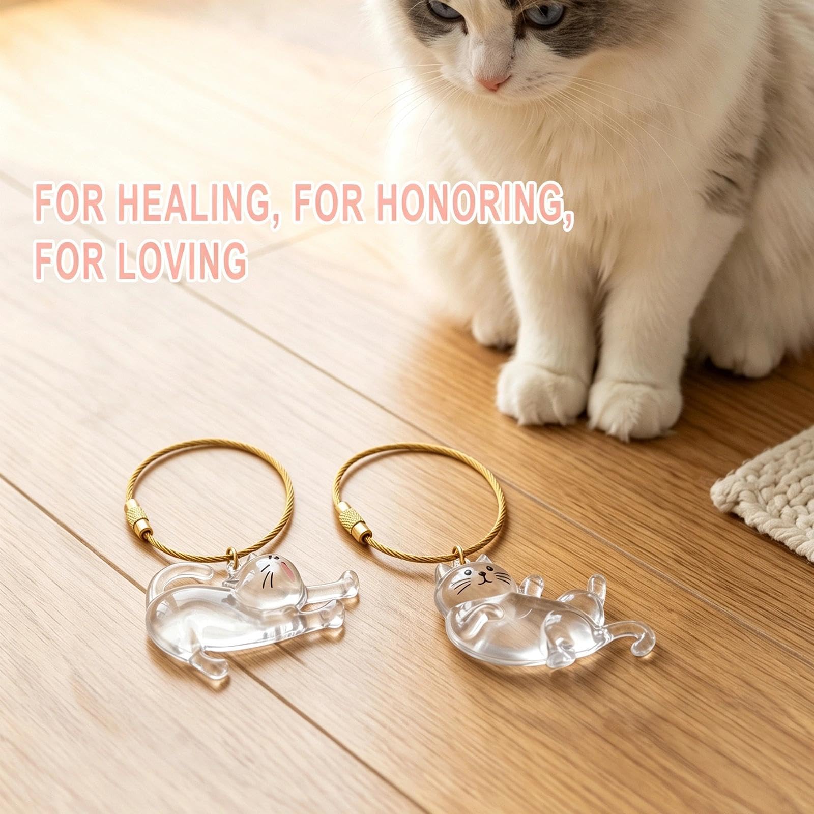 Boîte à Souvenirs pour Poils d'animaux de Compagnie, Porte Clef Chat, Porte Clé Chat, Porte-Clés Souvenir de Poils d'animaux de Compagnie pour Amoureux des Animaux Souvenir Chien Chat Décédé