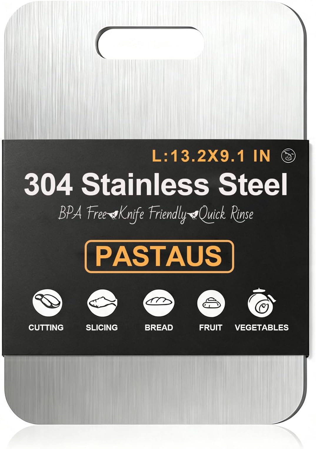 Stainless Steel Cutting Board,Double Sided Steel Cutting Boards for Kitchen Meat Vegetables & Fruits,Dishwasher Safe Easy to Clean (L Size)(13.2 × 9.1in)