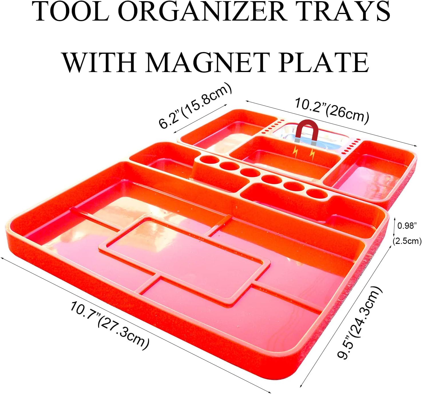 2 Piece Automotive Non-Slip Flexible Silicone Tool Organizer Trays with Magnetic Small Parts Tray | Multi Purpose Premium Silicone Tool Mats For Garage, Auto Repair and Automobile Maintenance : Automotive