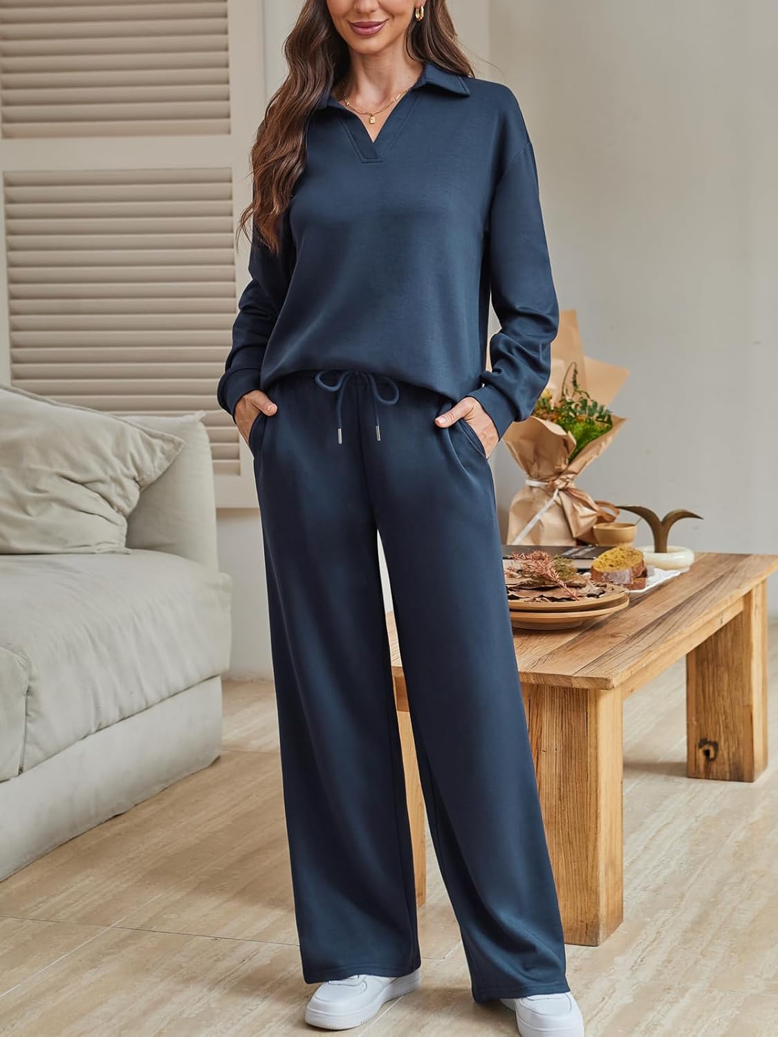 Womens Trendy 2 Piece Outfits Lounge Sets Matching Airport Travel Vacation Sweatshirt Sweatsuits - Image 2