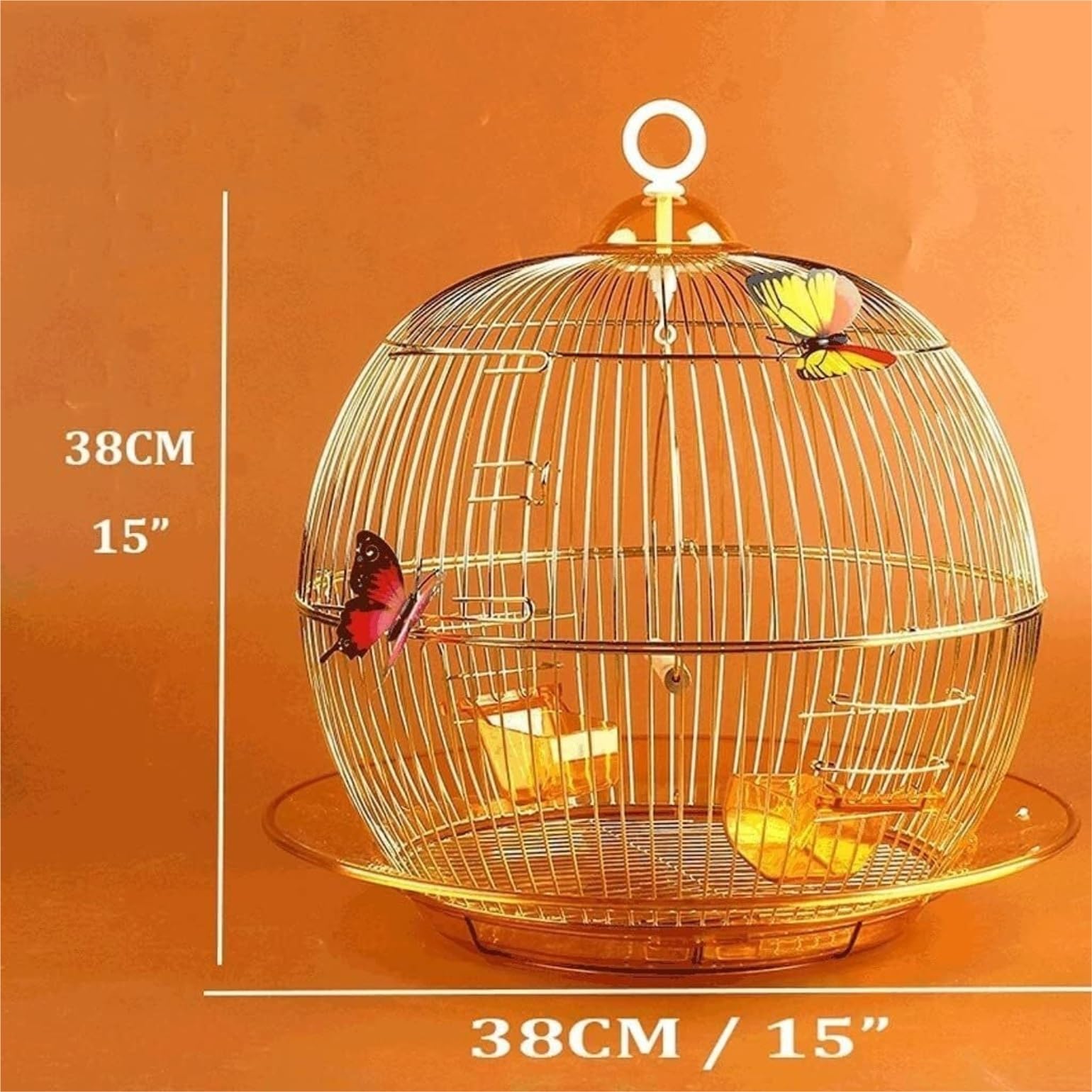 Jaula para pájaros redonda de hierro forjado vintage portátil para periquitos y pájaros pequeños, jaulas creativas para pájaros