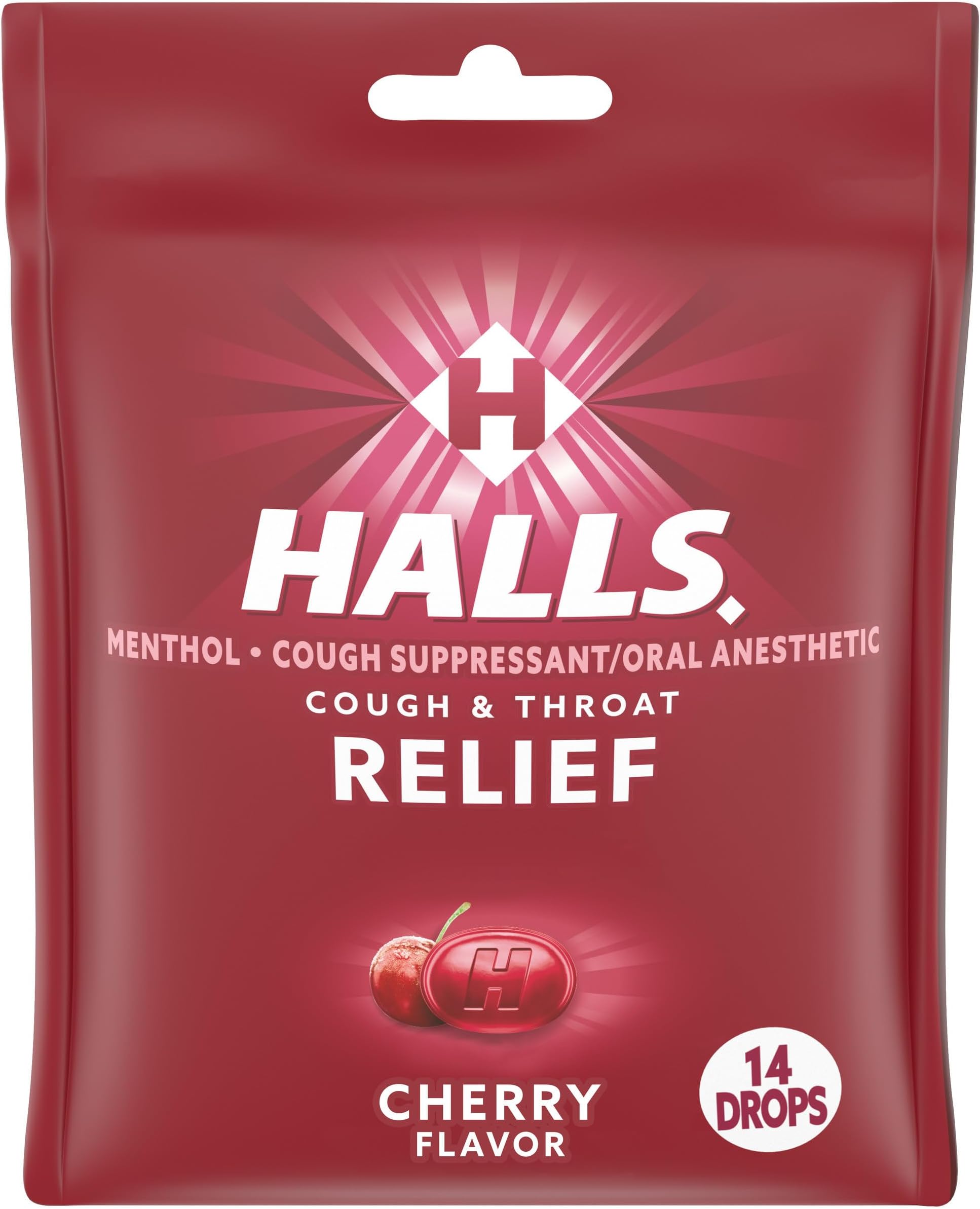 Relief Cherry Cough Drops, 14 Total Drops