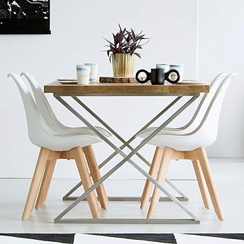 Vadim 4er Set Esszimmerstuhle Skandinavischer Kuchenstuhl In Weissen Mit Massivholz Buche Bein Kunstlederkissen Design Modern Wohnzimmerstuhle Esszimmer Holzbeine Stuhle Burostuhle Amazon De Kuche Haushalt