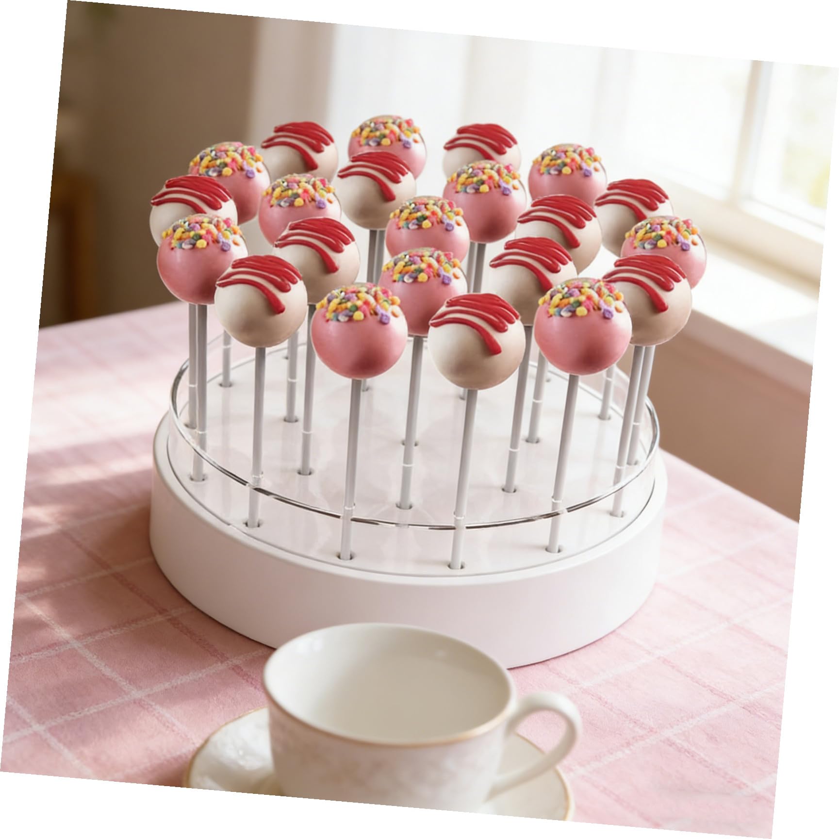 Ipetboom 2 Stück Cake Pop Präsentationsständer aus Transparentem Acryl mit 22 Fächern Runder Lollipop Halter für Dessertbuffet Geburtstagsfeiern und Catering