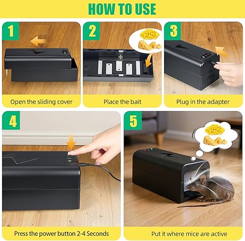 Miniatura 3 de Trampas eléctricas para ratones para interiores para el hogar, trampa para ratas sin contacto con potente voltaje para casa, cocinas, garajes, salas