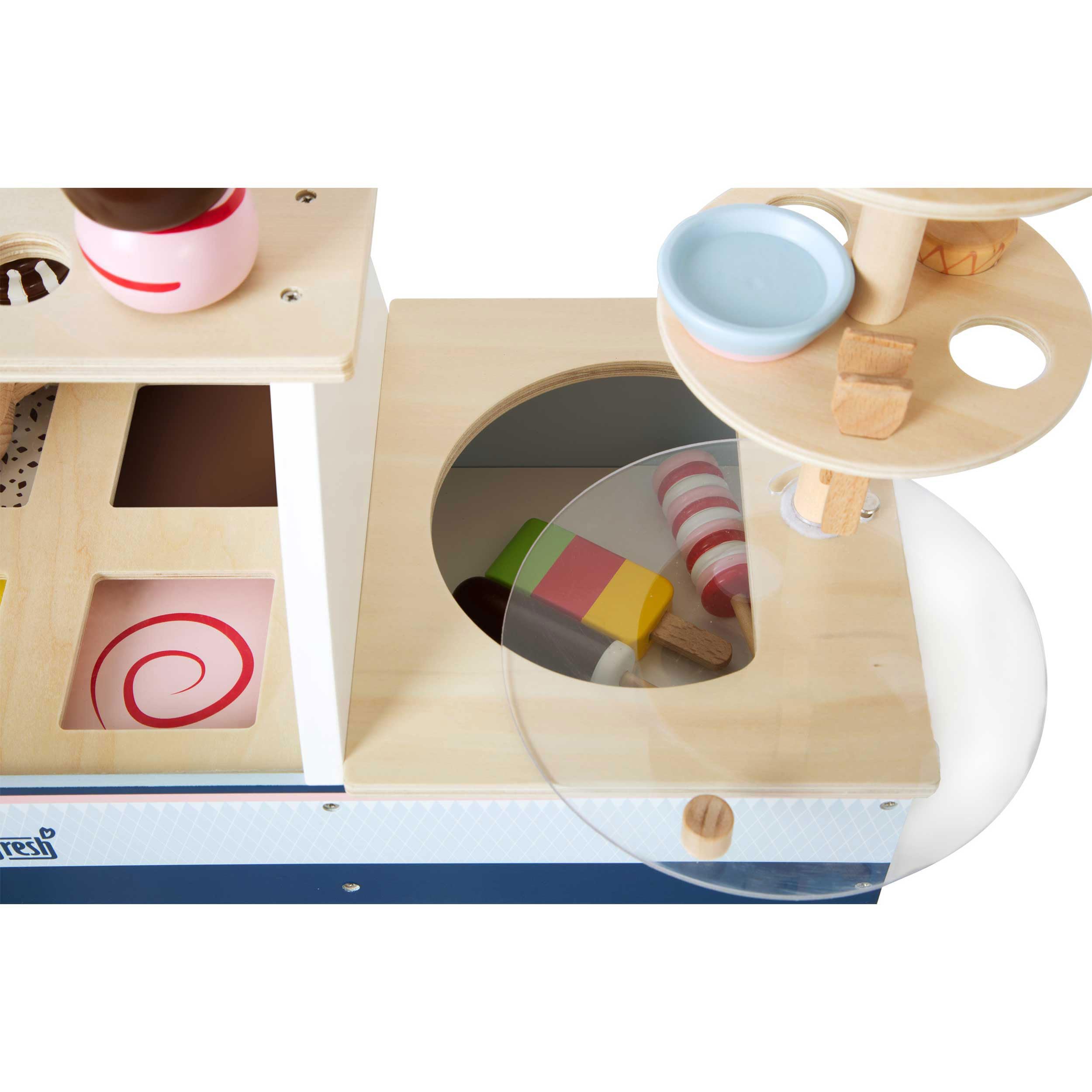 Juego De Paletas De Madera Para Cocina Infantil – 6 Helados De Colores Con Soporte, Certificado FSC, Estimula El Juego De Rol Y La Socialización
