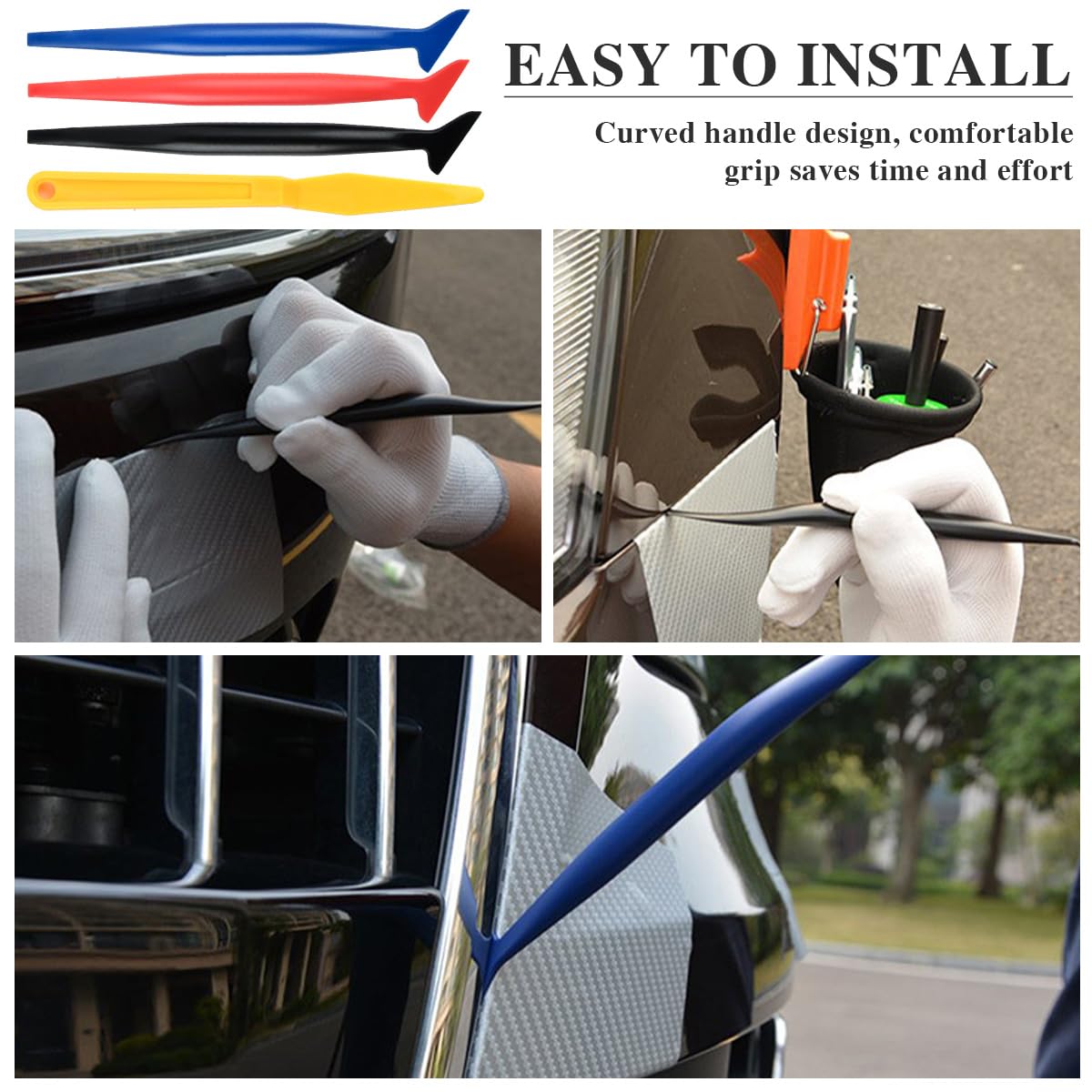 53 Pezzi per Wrapping Auto Set di Strumenti per Pellicola Auto Kit Applicazione Pellicola Nastro Senza Lama 5M, Raschietto, Raclette in Feltro, Nastro in Teflon, Strumenti per Applicazione Pellicola