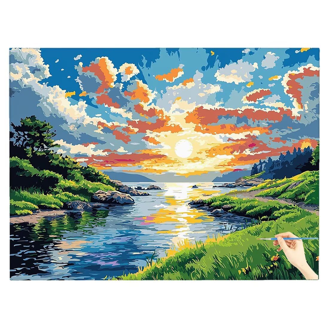 Malowanie według liczb, dla dorosłych, krajobraz, malowanie według liczb, dla dzieci od 10, zachód słońca, zestaw do majsterkowania, dla dorosłych, Cheerful Painting, kreatywny zestaw obrazów olejnych
