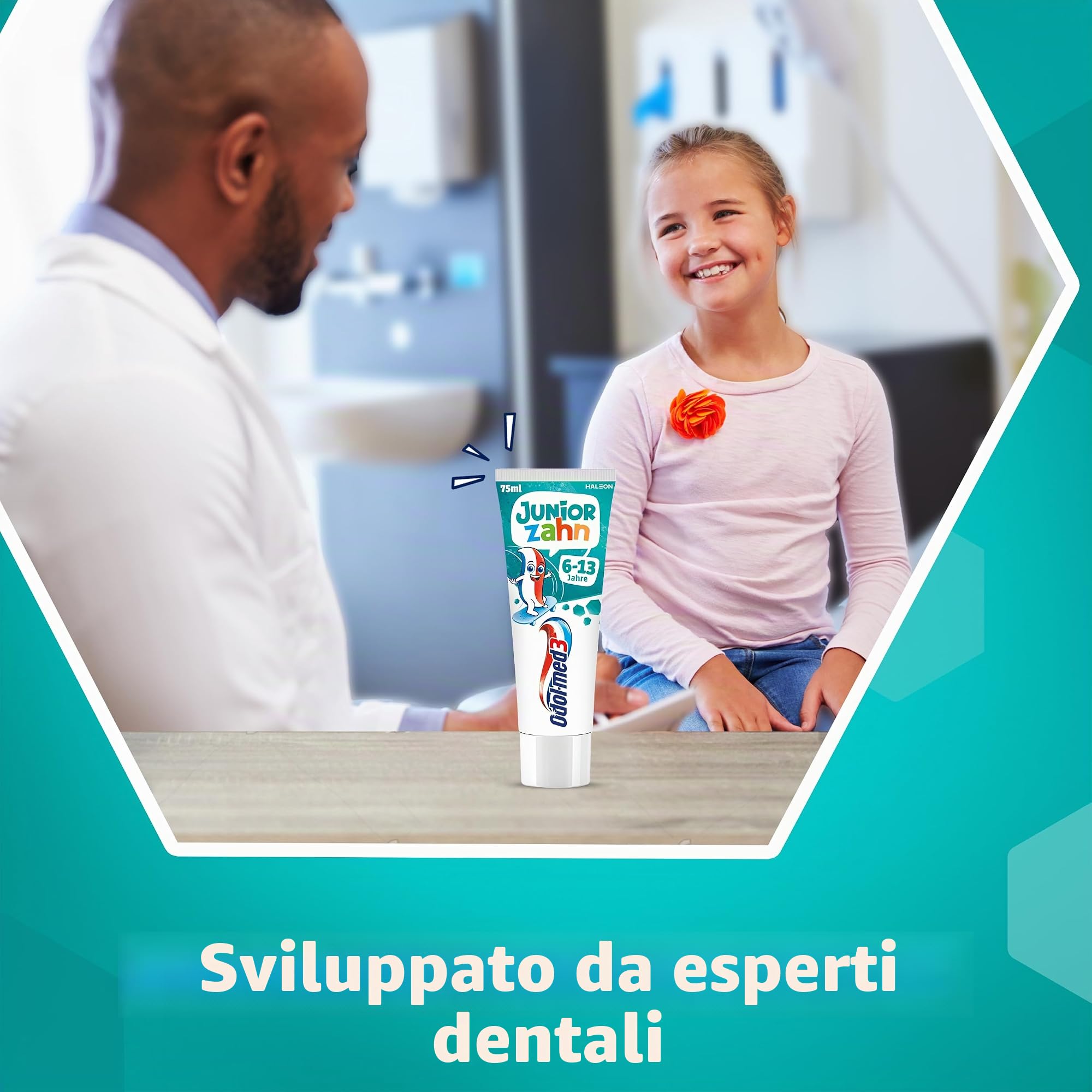 Odol-med3 dentifricio dentifricio per bambini dai 6 anni in su, per proteggere denti da latte e denti permanenti, 75 ml