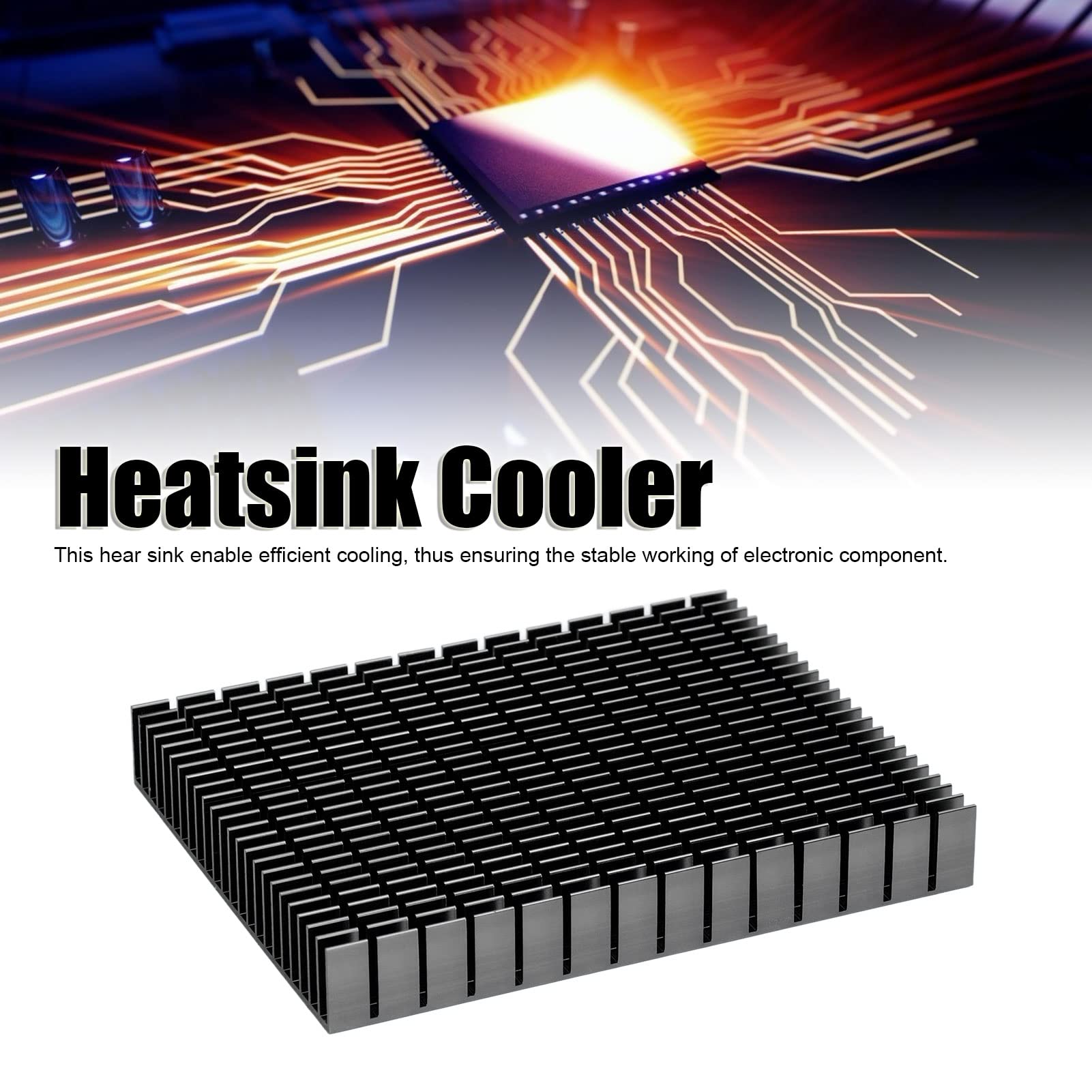 Aluminiowy radiator, 150 x 120, 20 mm, moduł radiatora, płetwa chłodnicy, wysoka wydajność, duży, do chłodzenia płyty głównej PCB LED, routera z płytą tylną GPU (czarny)
